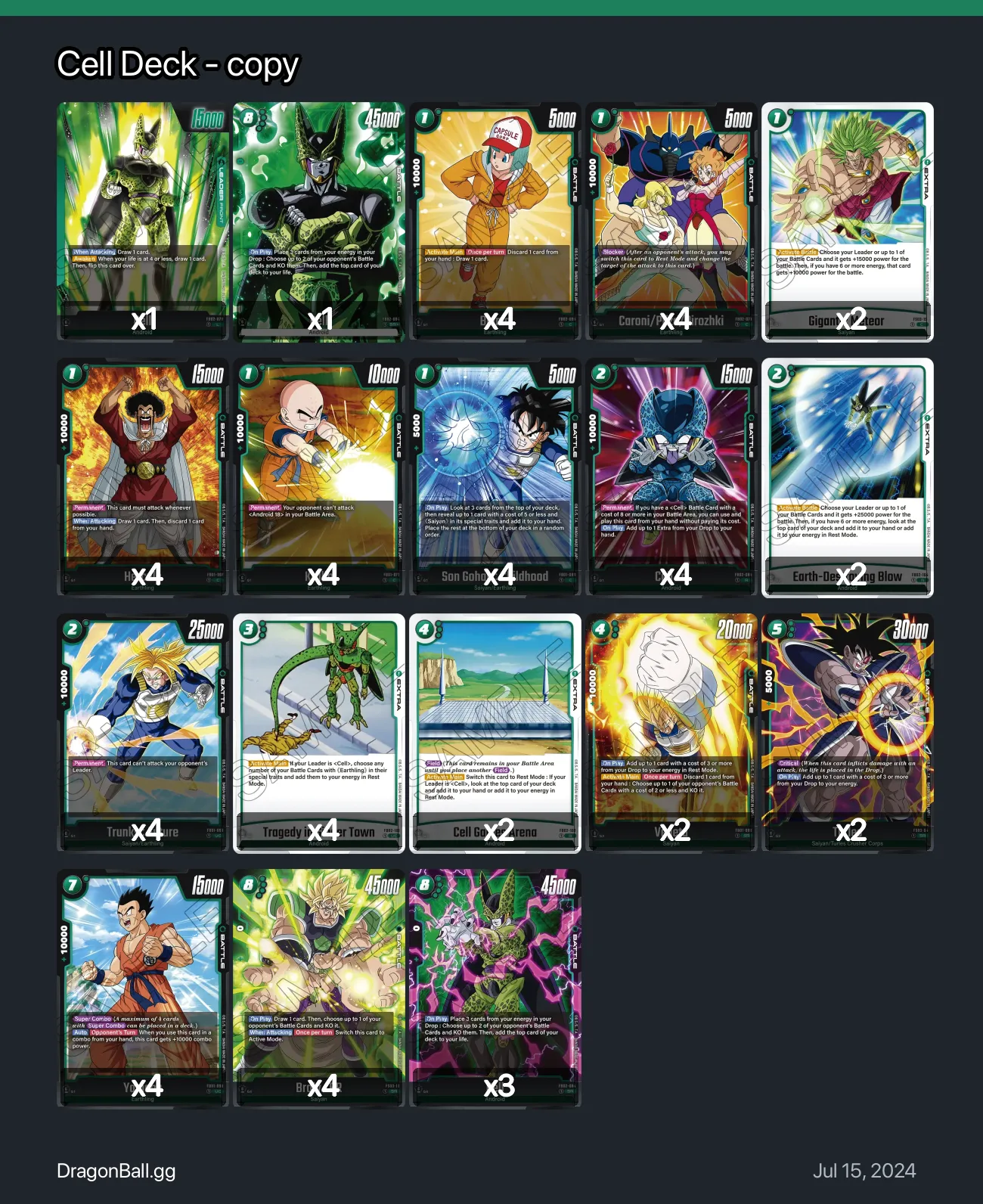 Cell Deck - copy Dragon Ball Super Card Game Fusion World Deck ...