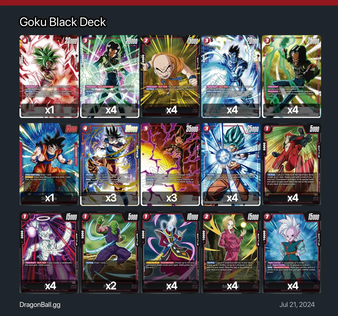 Goku Black Deck Dragon Ball Super Card Game Fusion World Deck ...