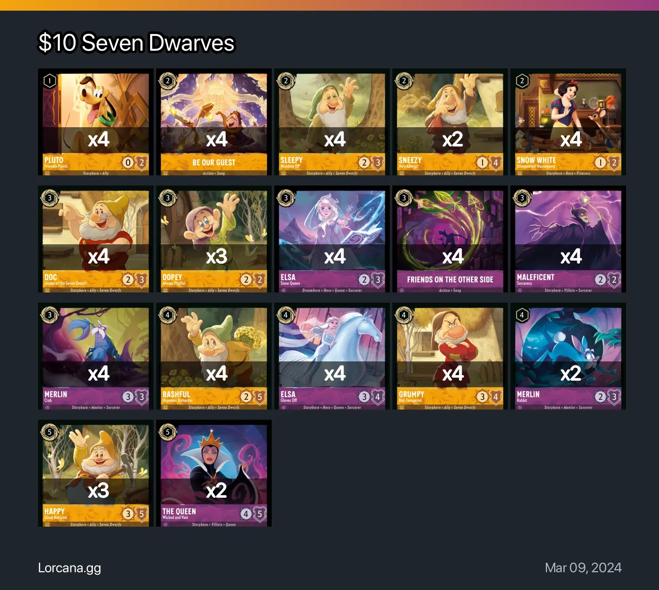 $10 Seven Dwarves Lorcana Deck | Lorcana.gg