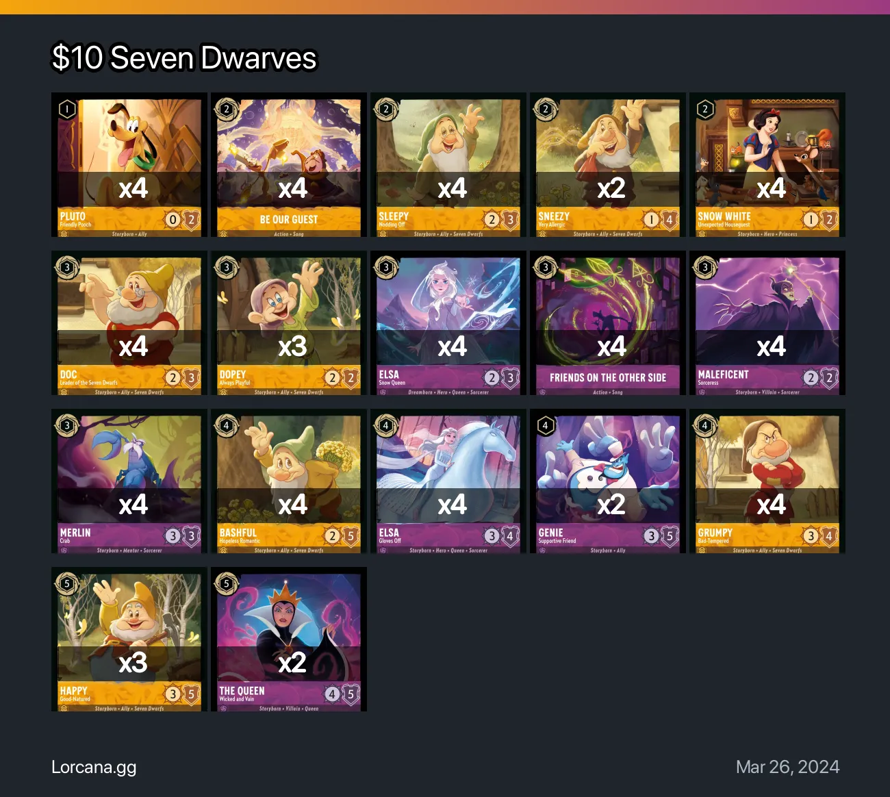 $10 Seven Dwarves Lorcana Deck | Lorcana.gg