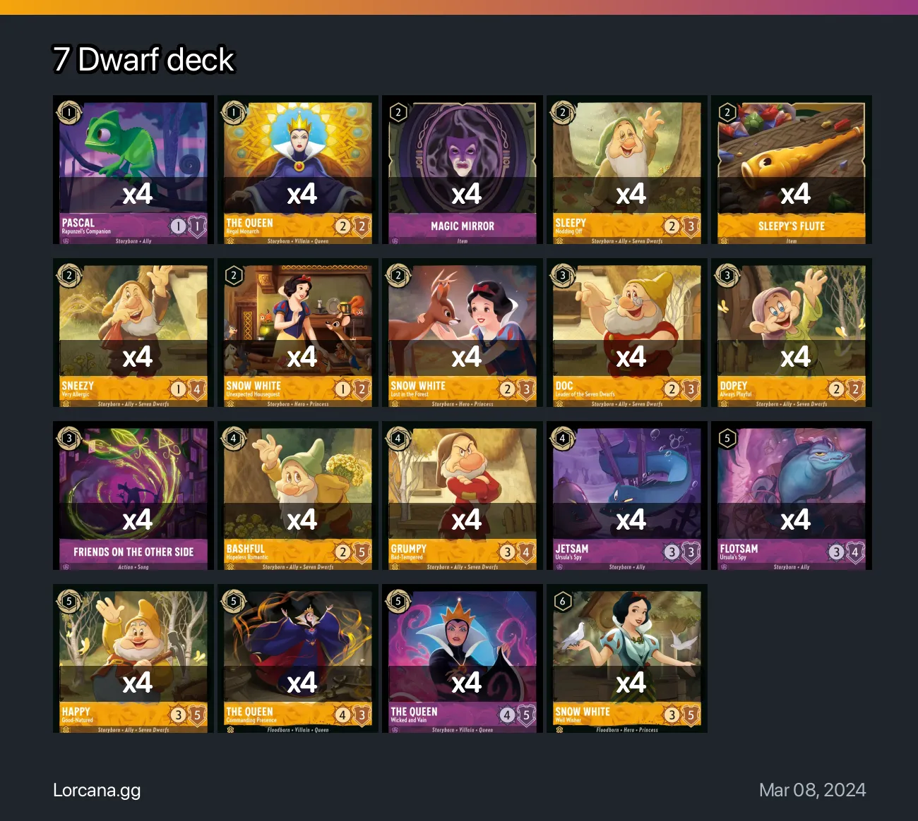 7 Dwarf deck Lorcana Deck | Lorcana.gg