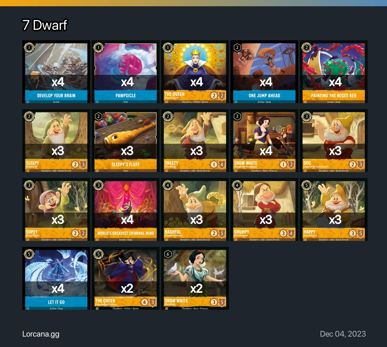 7 Dwarf Lorcana Deck | Lorcana.gg