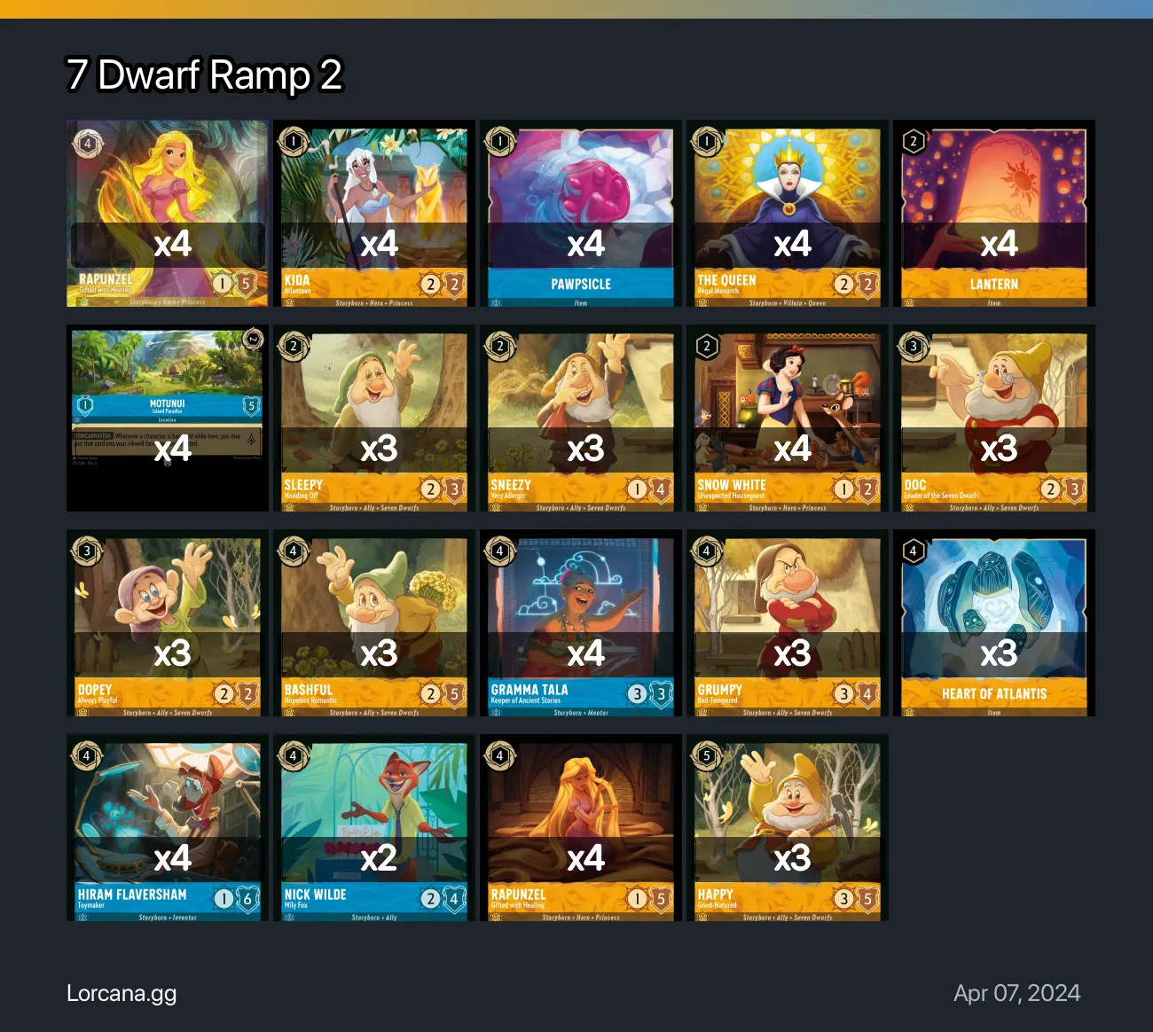 7 Dwarf Ramp 2 Lorcana Deck | Lorcana.gg