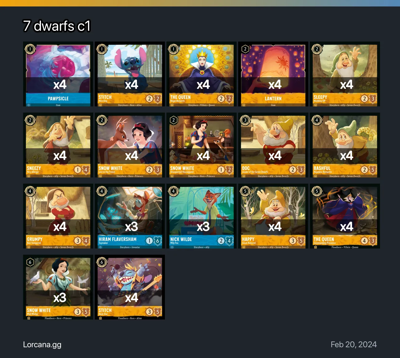 7 Dwarfs C1 Lorcana Deck Lorcanagg