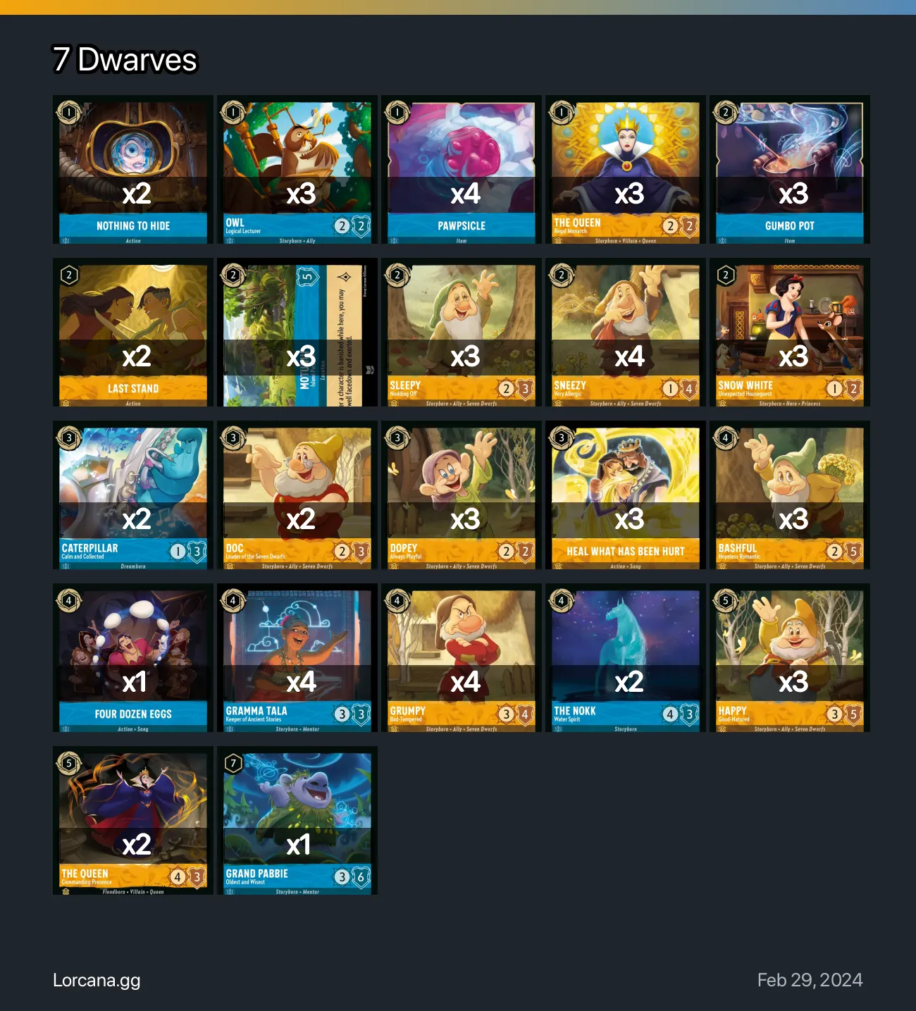 7 Dwarves Lorcana Deck • Lorcana.gg