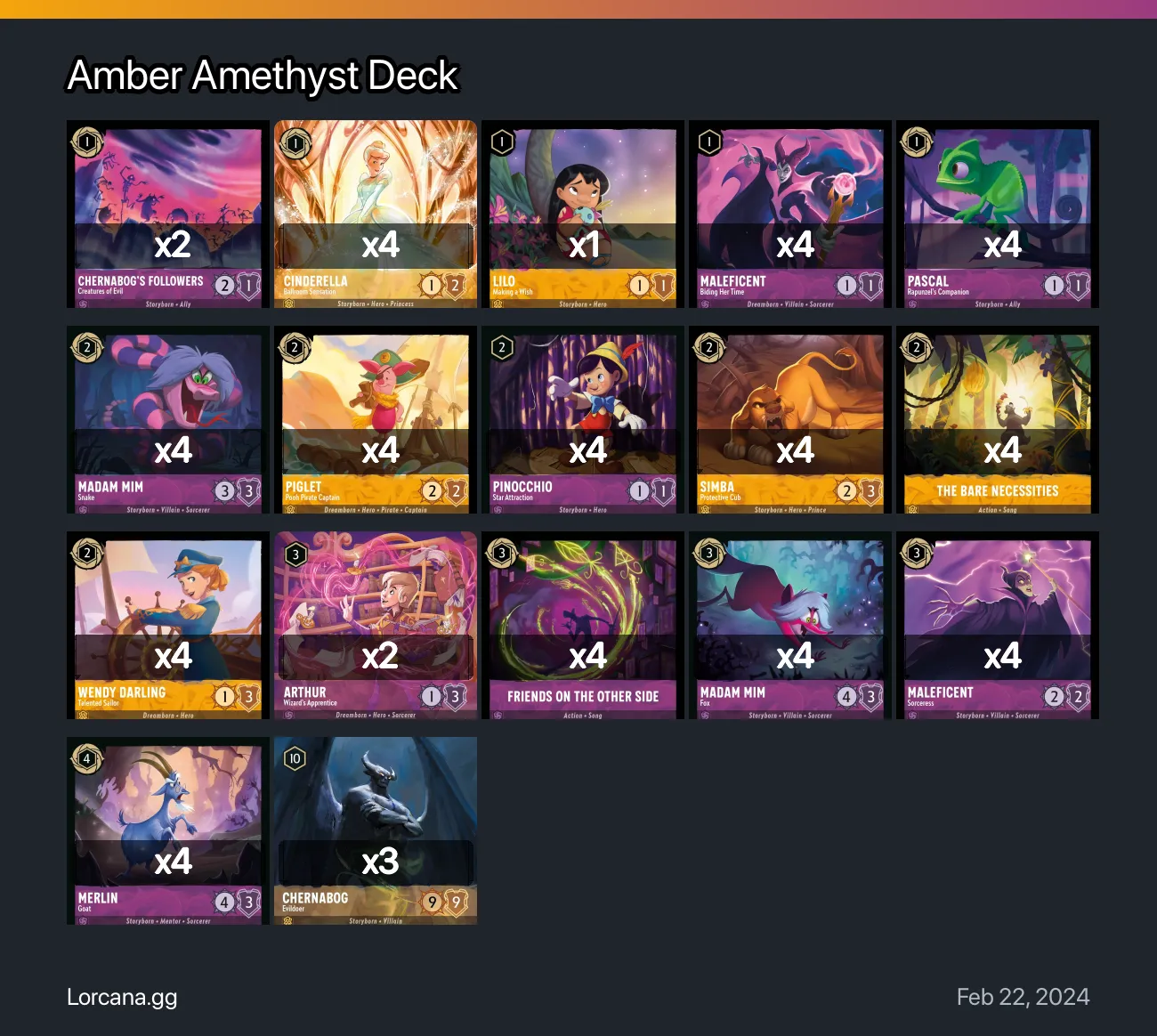 Amber Amethyst Deck Lorcana Deck • Lorcana.GG