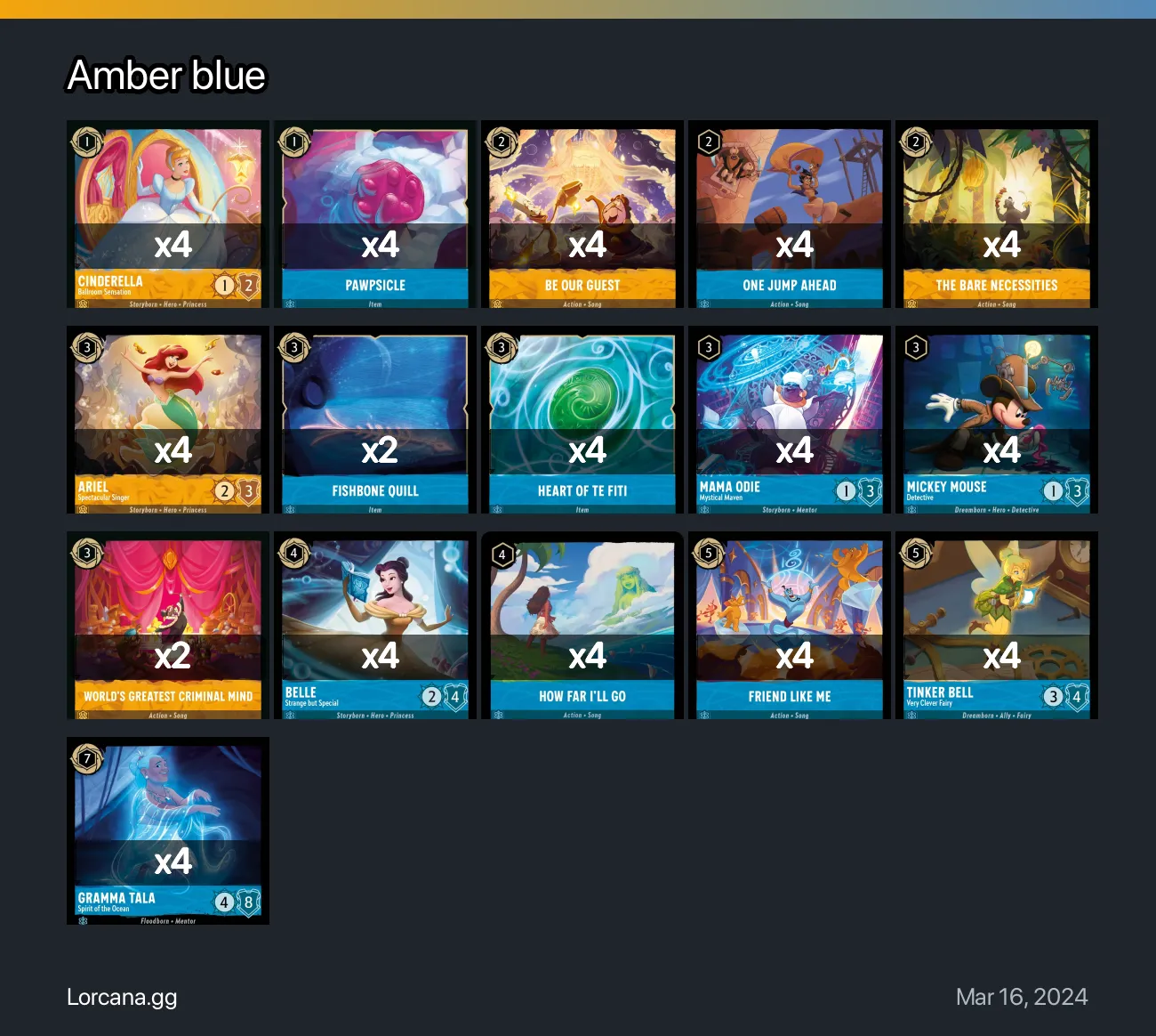 Amber blue Lorcana Deck • Lorcana.GG