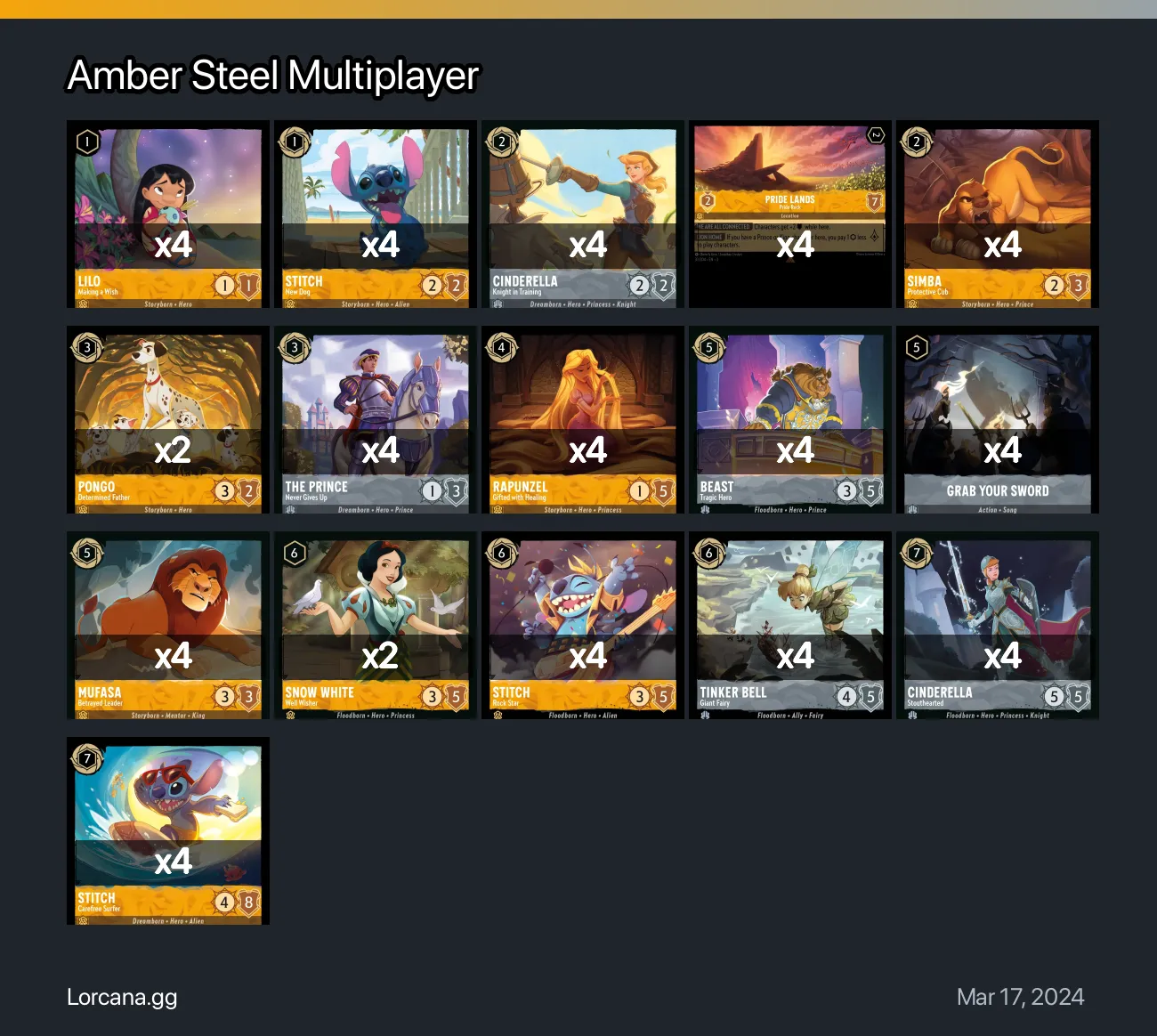 Amber Steel Multiplayer Lorcana Deck • Lorcanagg