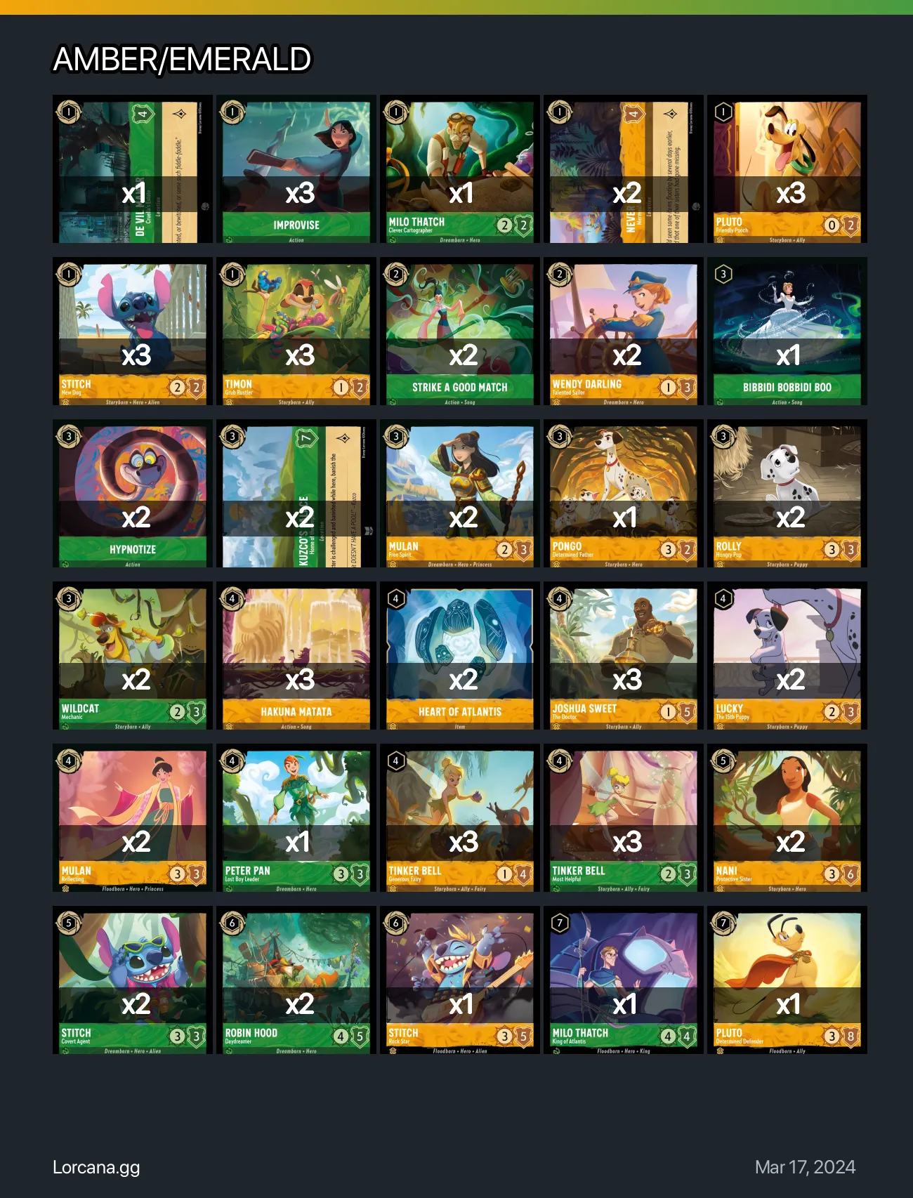 AMBER/EMERALD Lorcana Deck • Lorcana.GG