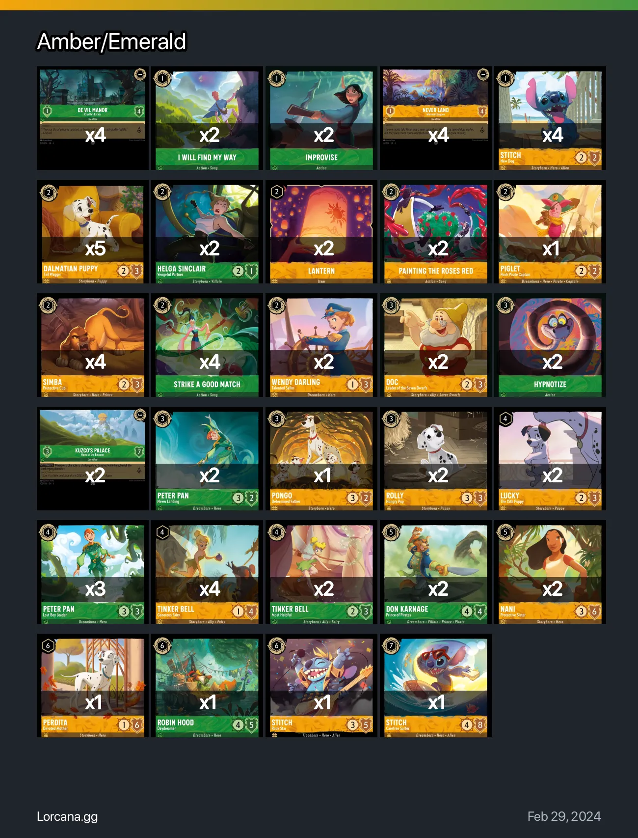 Amber/Emerald Lorcana Deck • Lorcana.GG