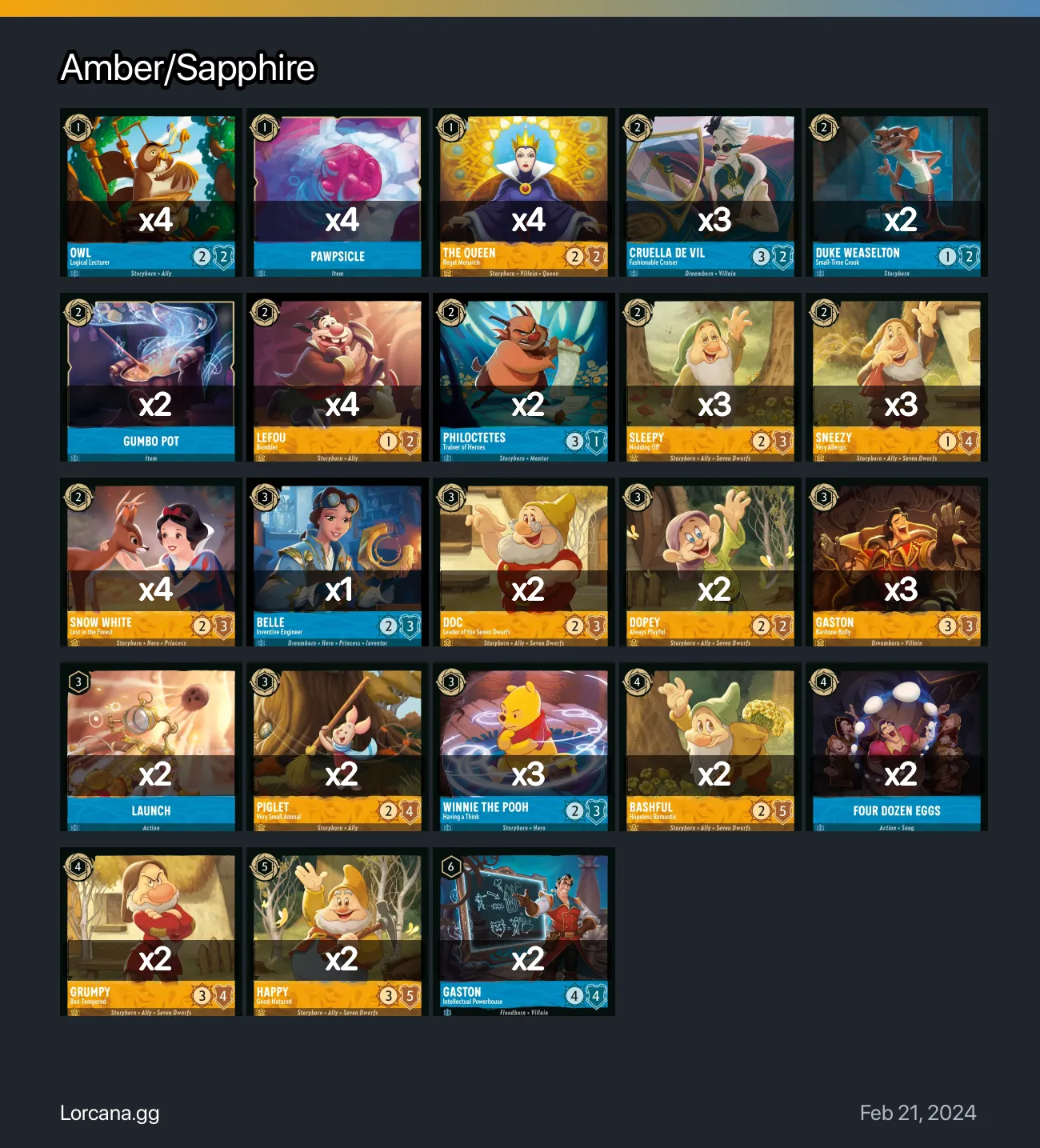 Amber/Sapphire Lorcana Deck • Lorcana.GG