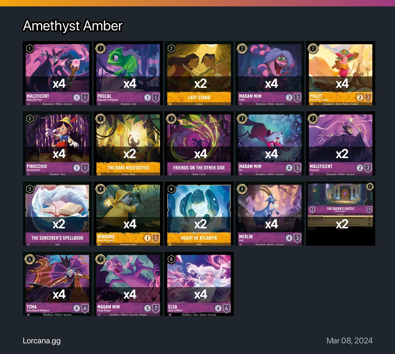 Amethyst Amber Lorcana Deck • Lorcana.GG