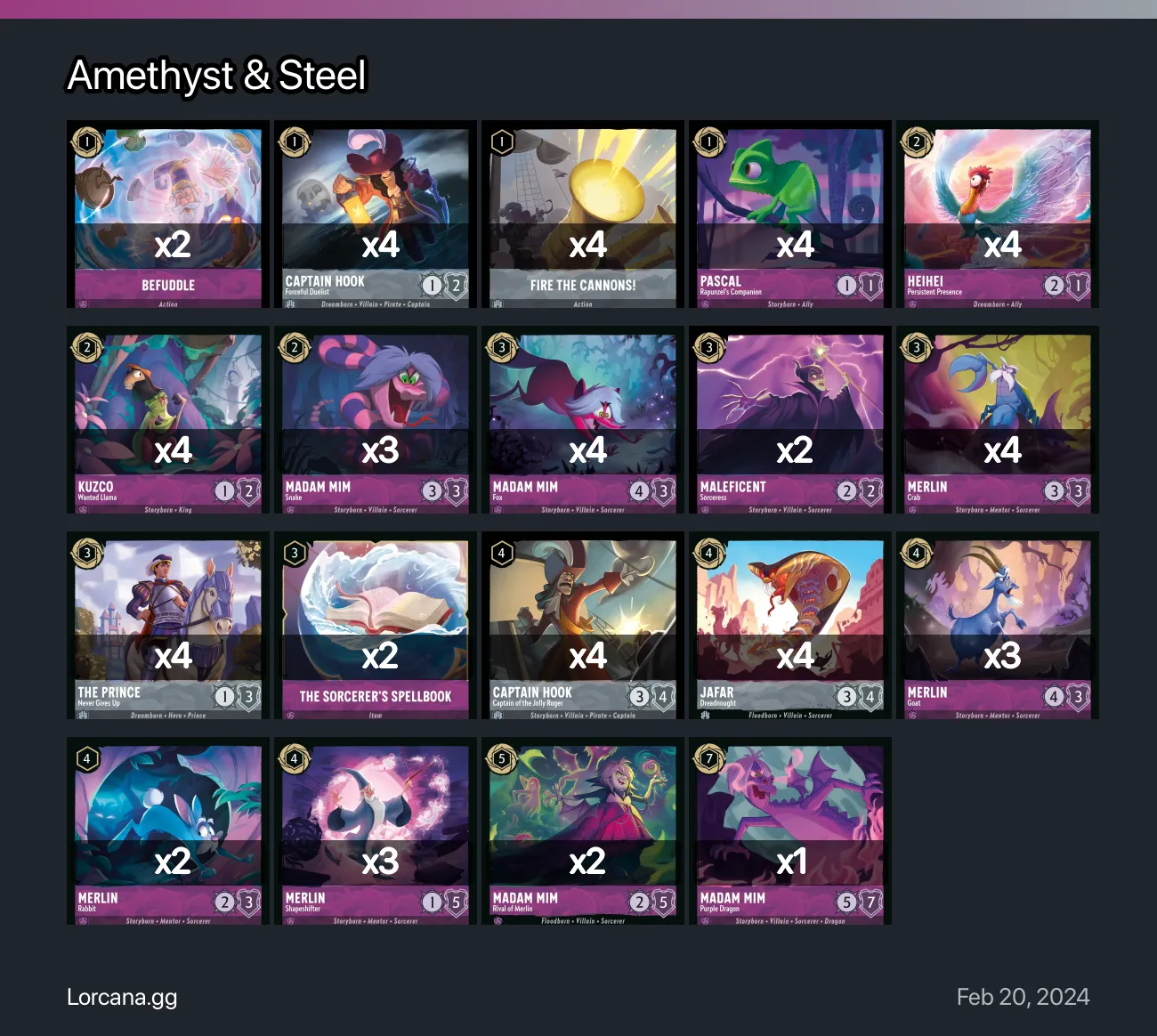 Amethyst & Steel Lorcana Deck • Lorcana.GG