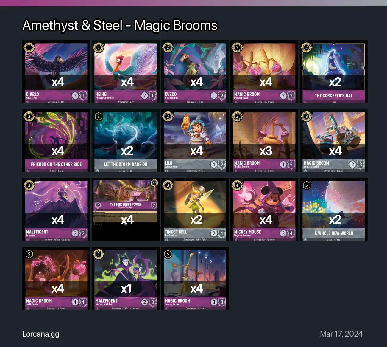 Amethyst & Steel - Magic Brooms Lorcana Deck • Lorcana.GG