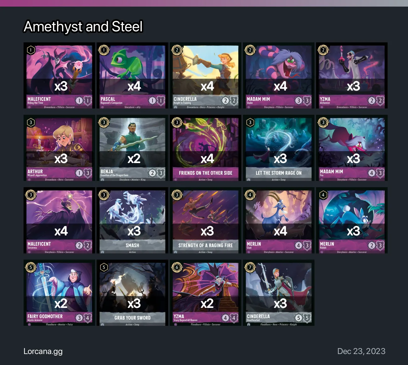 Amethyst And Steel Lorcana Deck • Lorcanagg