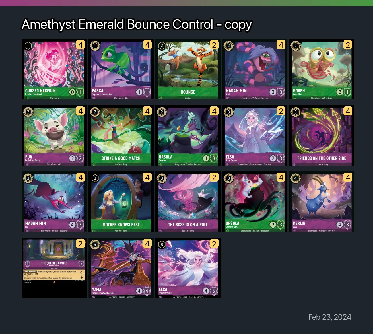 Amethyst Emerald Bounce Control - copy Lorcana Deck