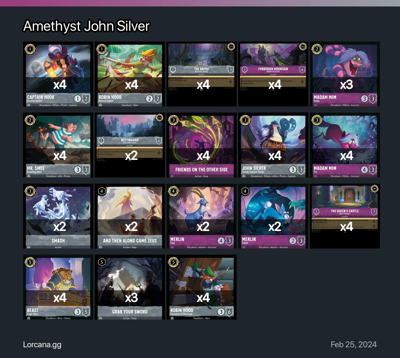 Amethyst John Silver Lorcana Deck | Lorcana.gg