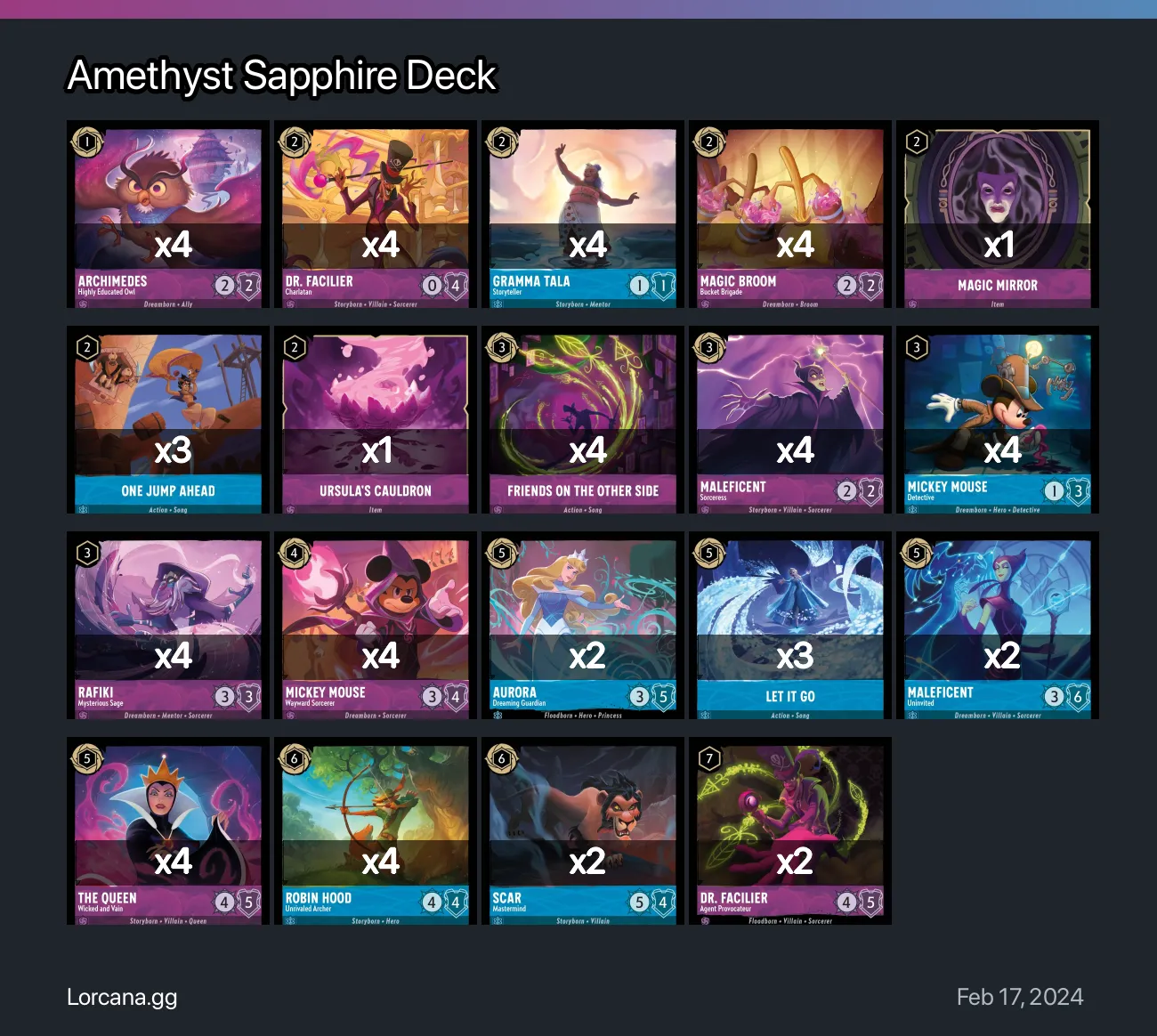 Amethyst Sapphire Deck Lorcana Deck • Lorcana.GG