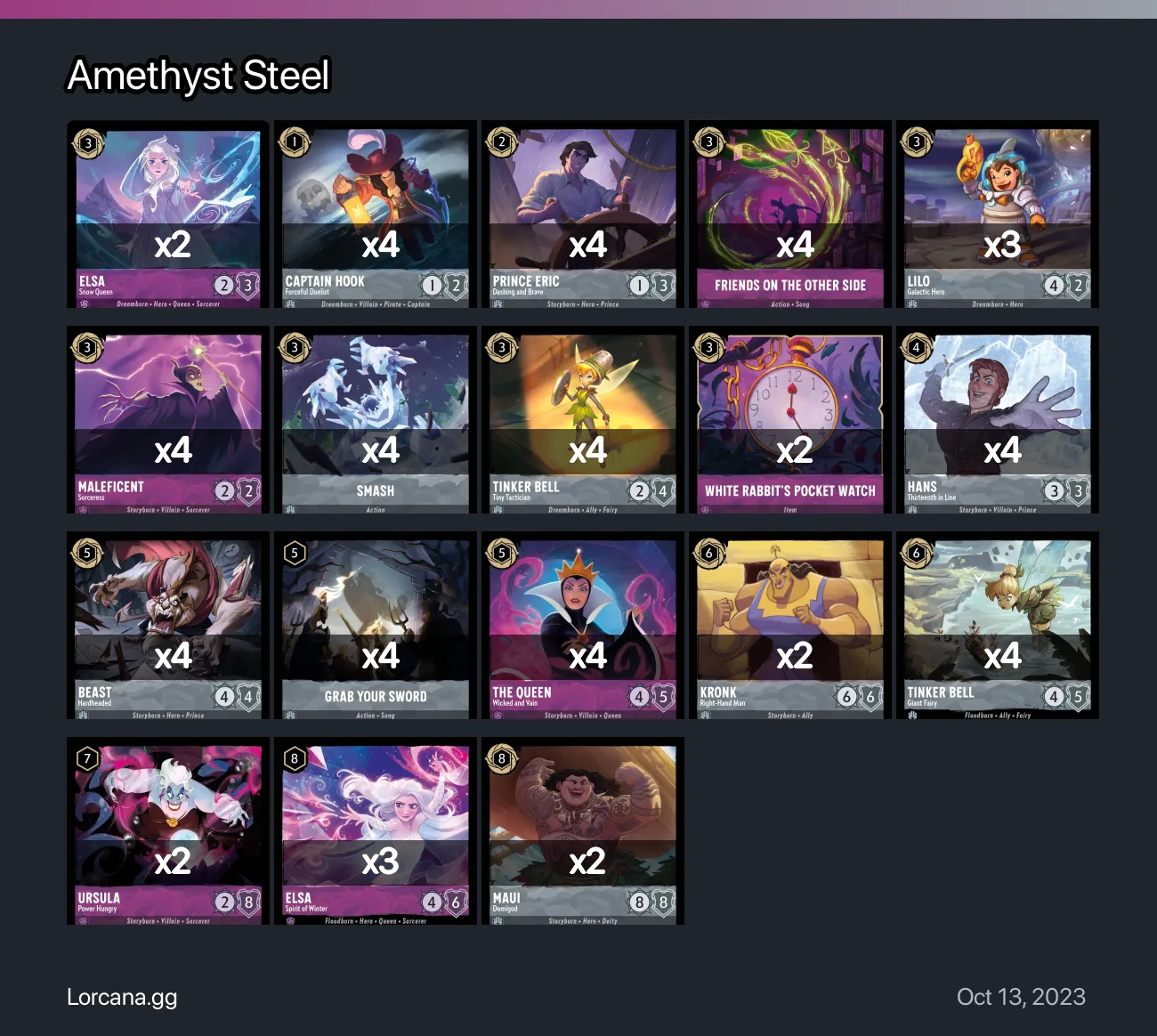 Amethyst Steel Lorcana Deck | Lorcana.gg