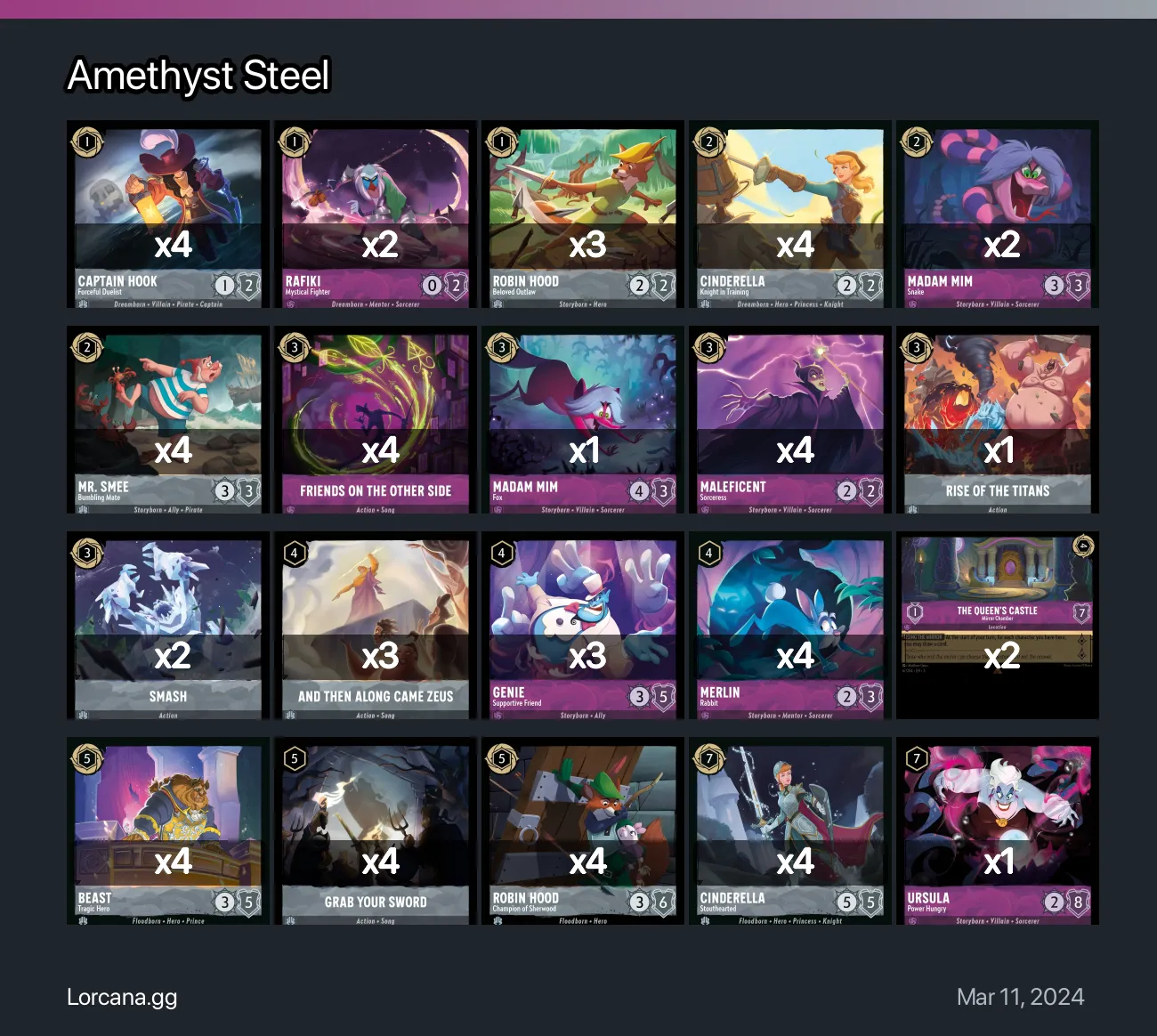 Amethyst Steel Lorcana Deck • Lorcana.GG