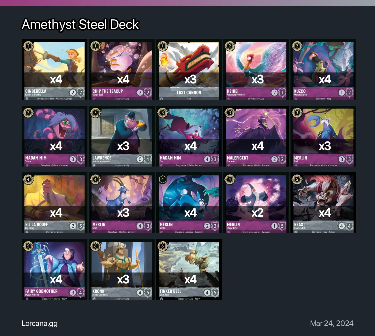 Amethyst Steel Deck Lorcana Deck • Lorcana.GG