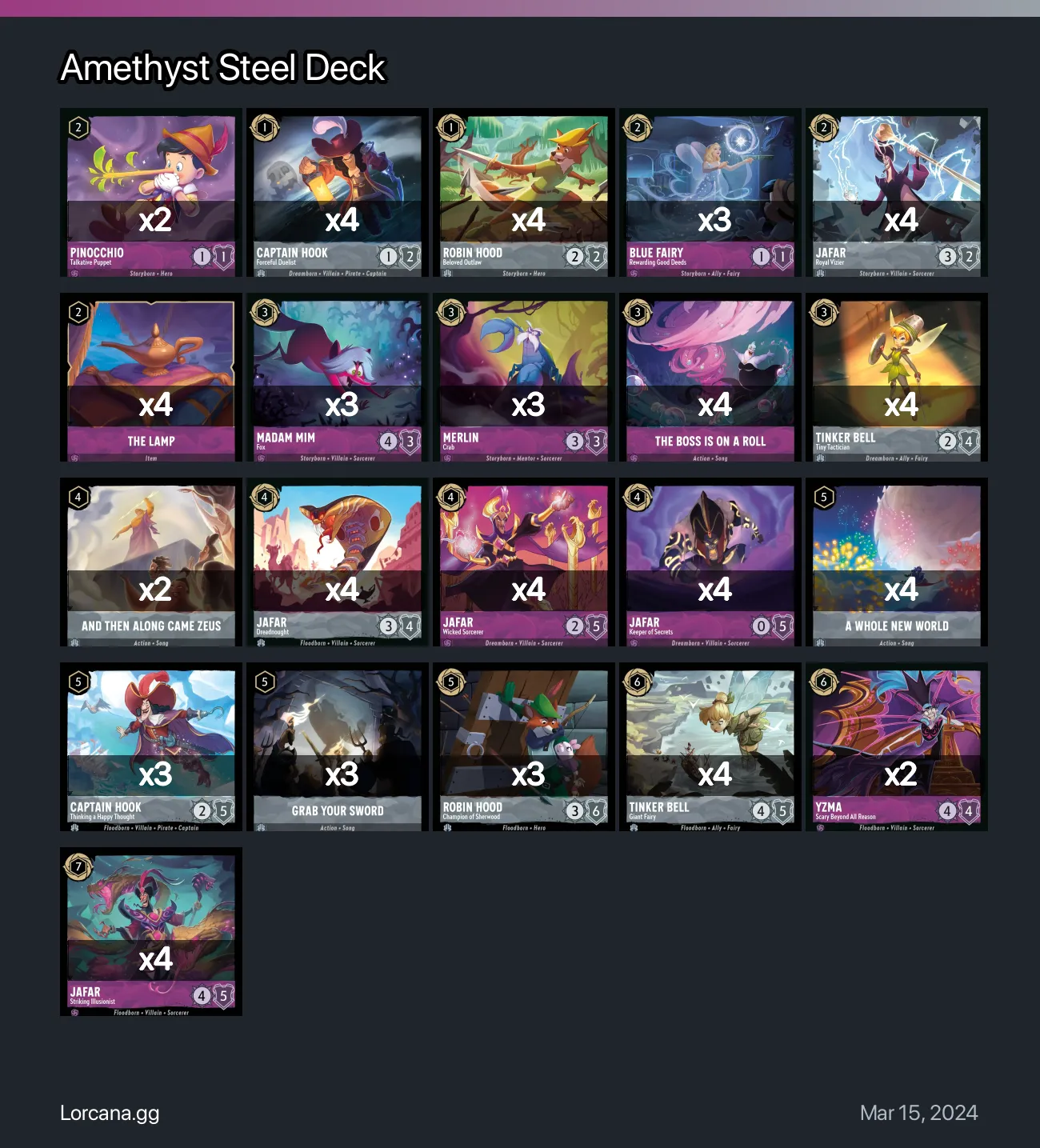 Amethyst Steel Deck Lorcana Deck • Lorcana.GG