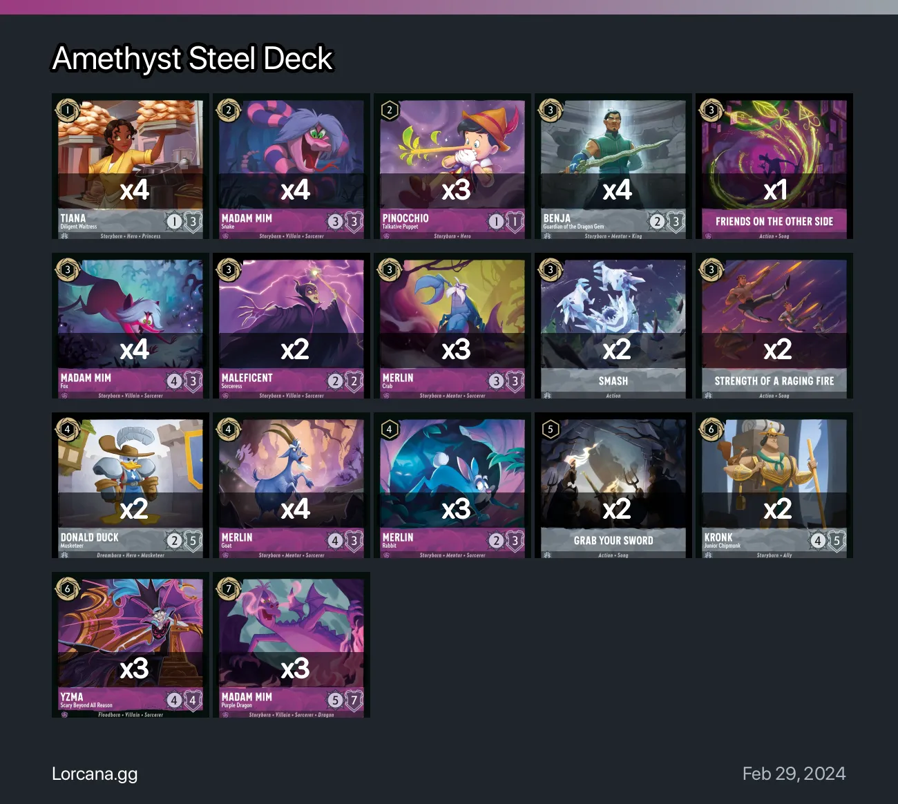 Amethyst Steel Deck Lorcana Deck • Lorcana.GG