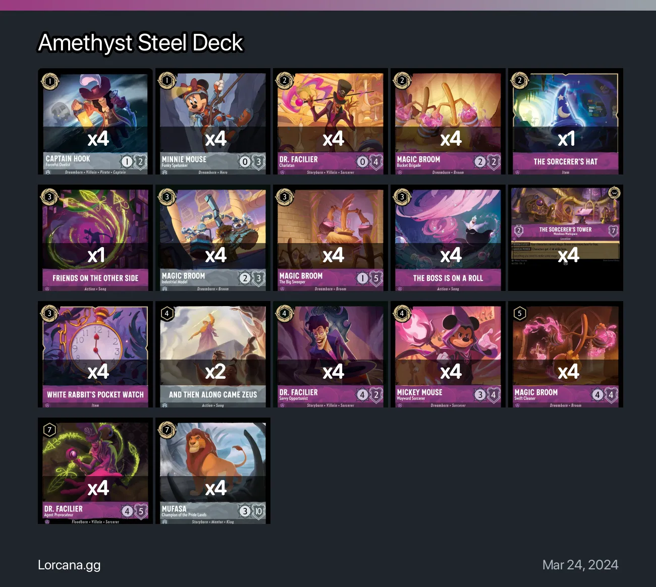 Amethyst Steel Deck Lorcana Deck • Lorcana.GG