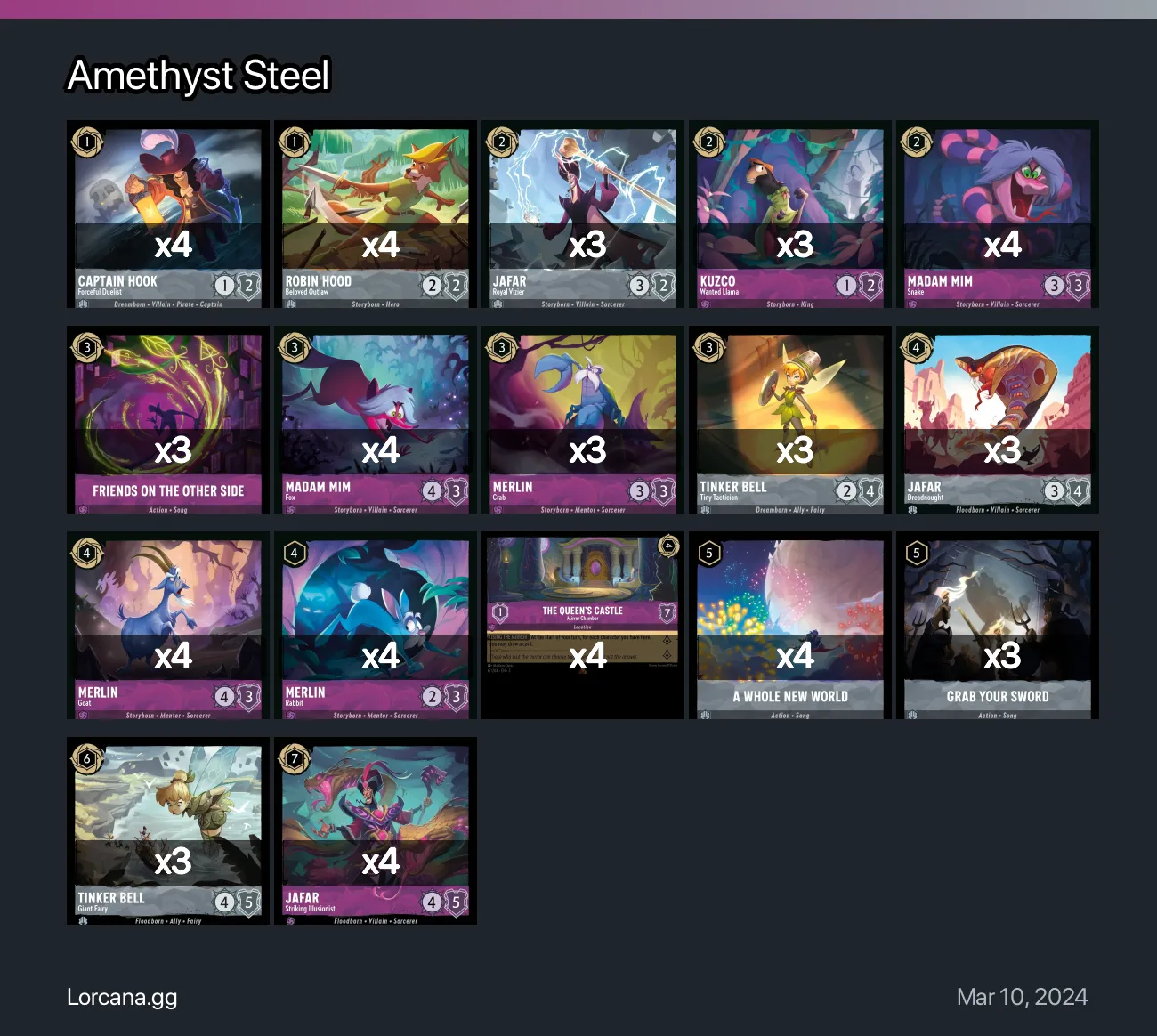 Amethyst Steel Lorcana Deck • Lorcana.GG