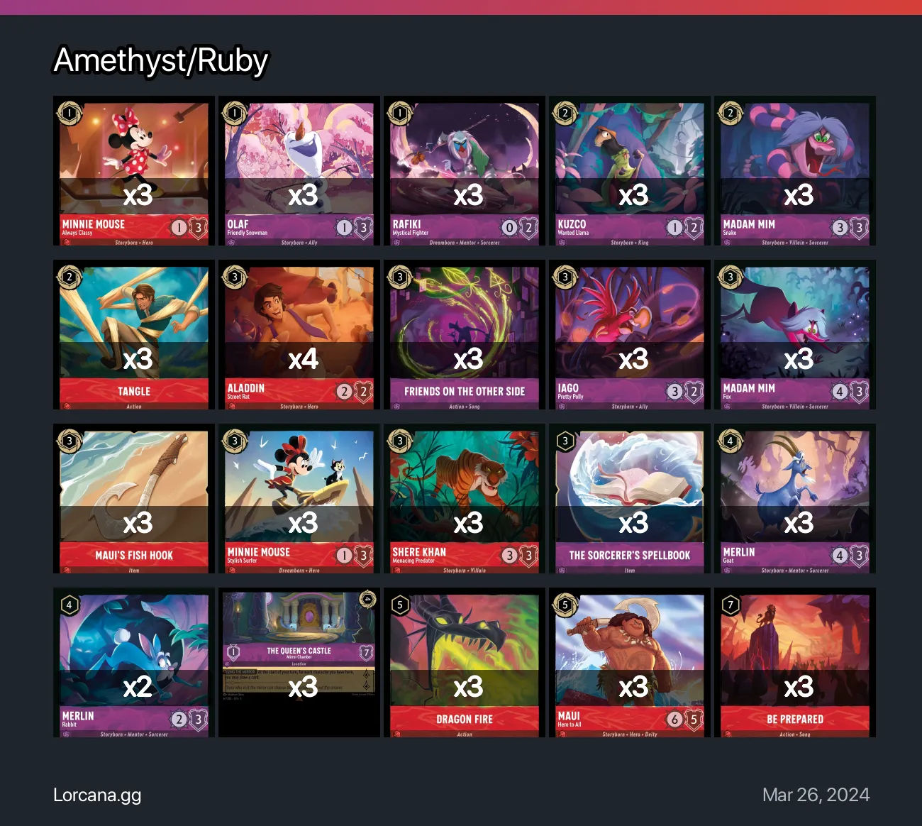 Amethyst/Ruby Lorcana Deck • Lorcana.GG