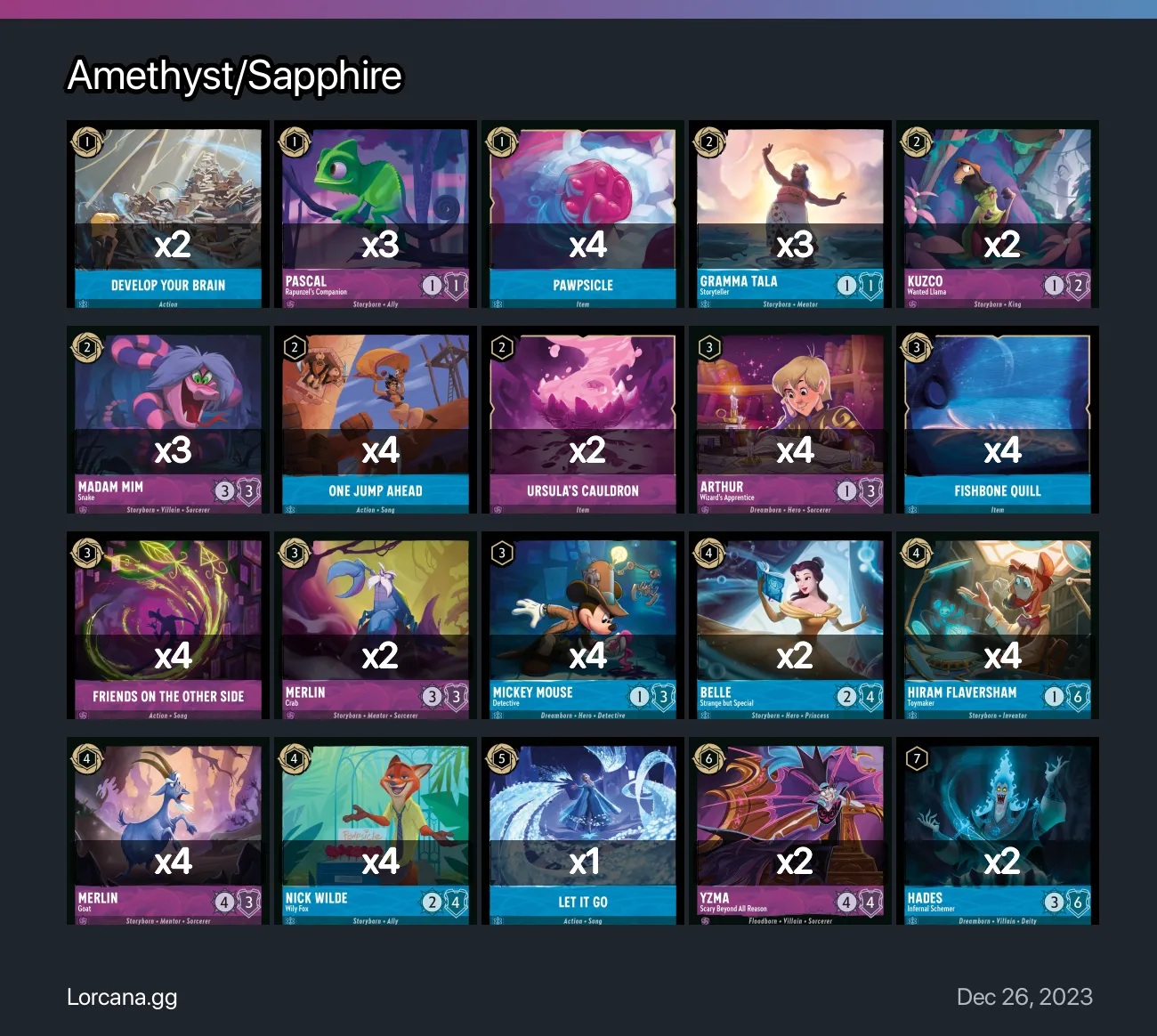 Amethyst/Sapphire Lorcana Deck • Lorcana.GG