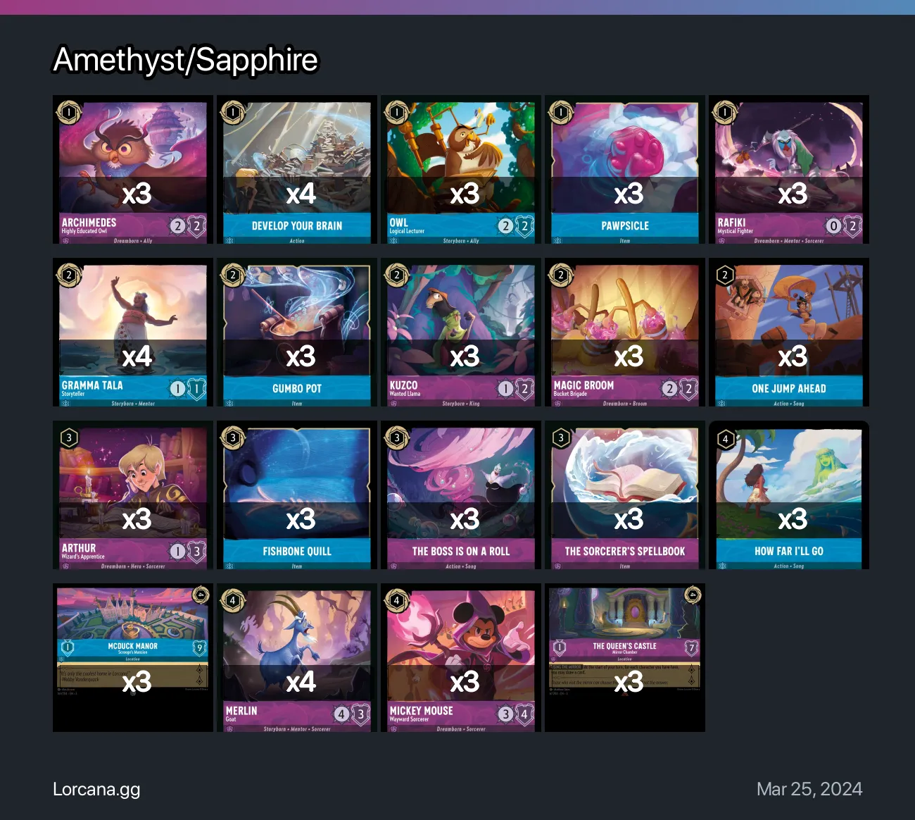 Amethyst/Sapphire Lorcana Deck • Lorcana.GG