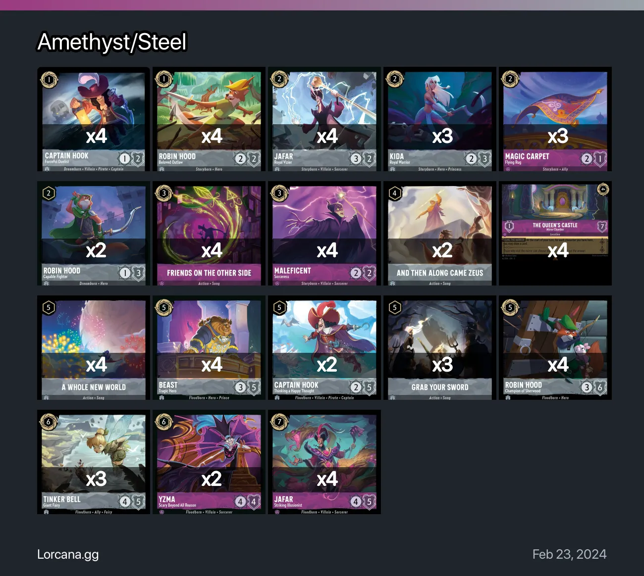 Amethyst/Steel Lorcana Deck • Lorcana.GG