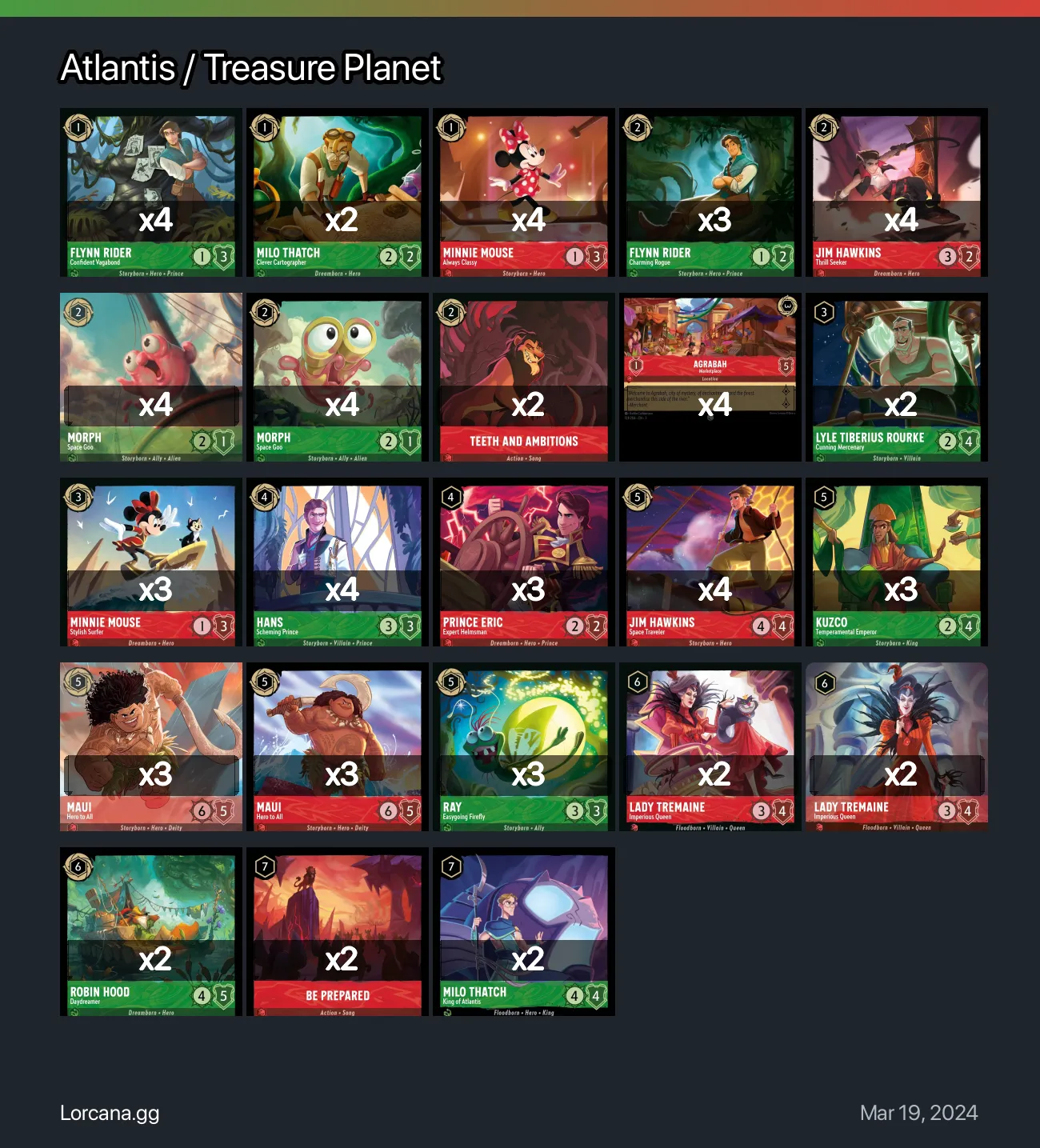 Atlantis / Treasure Planet Lorcana Deck • Lorcana.GG