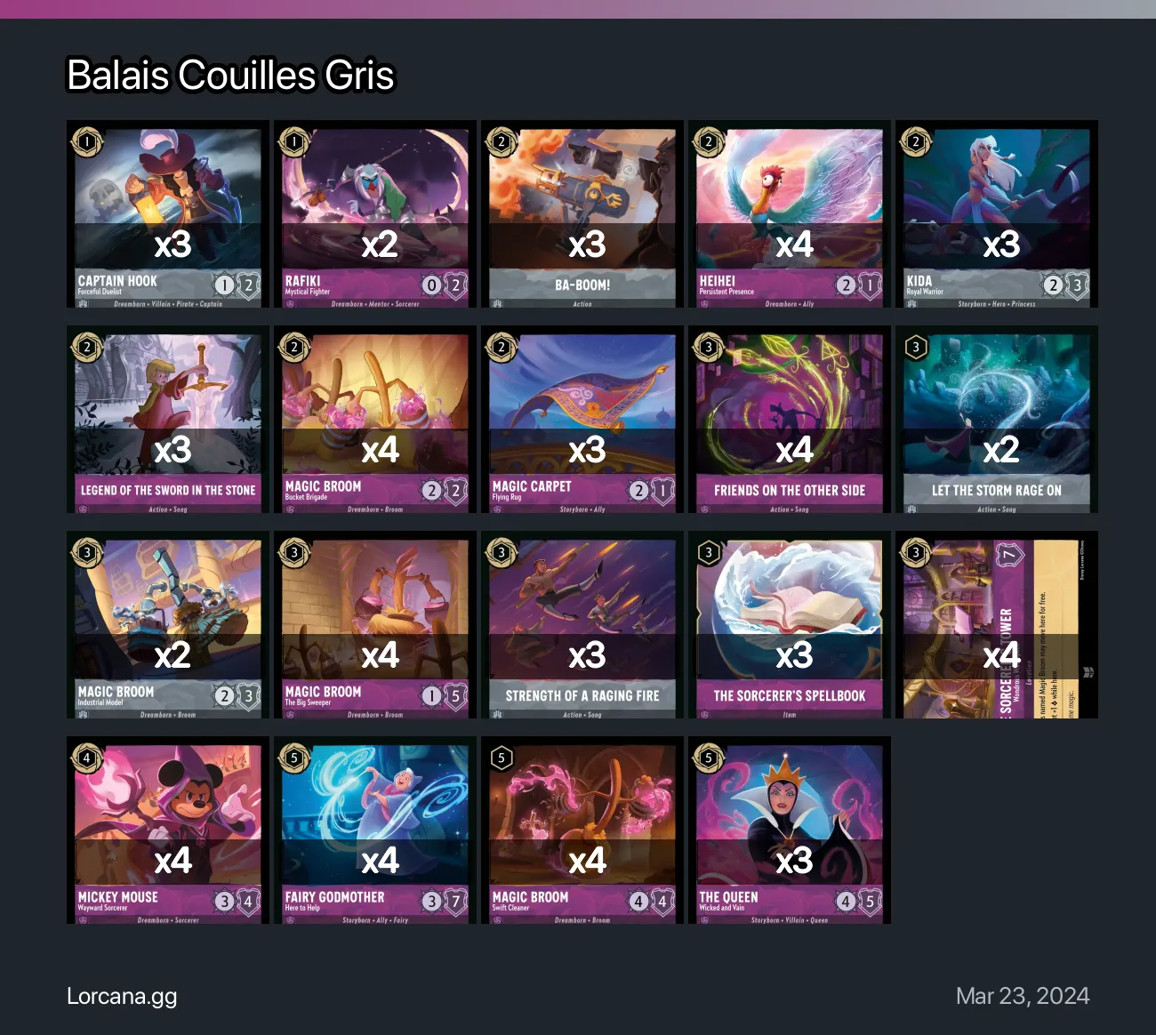 Balais Couilles Gris Lorcana Deck • Lorcana.GG