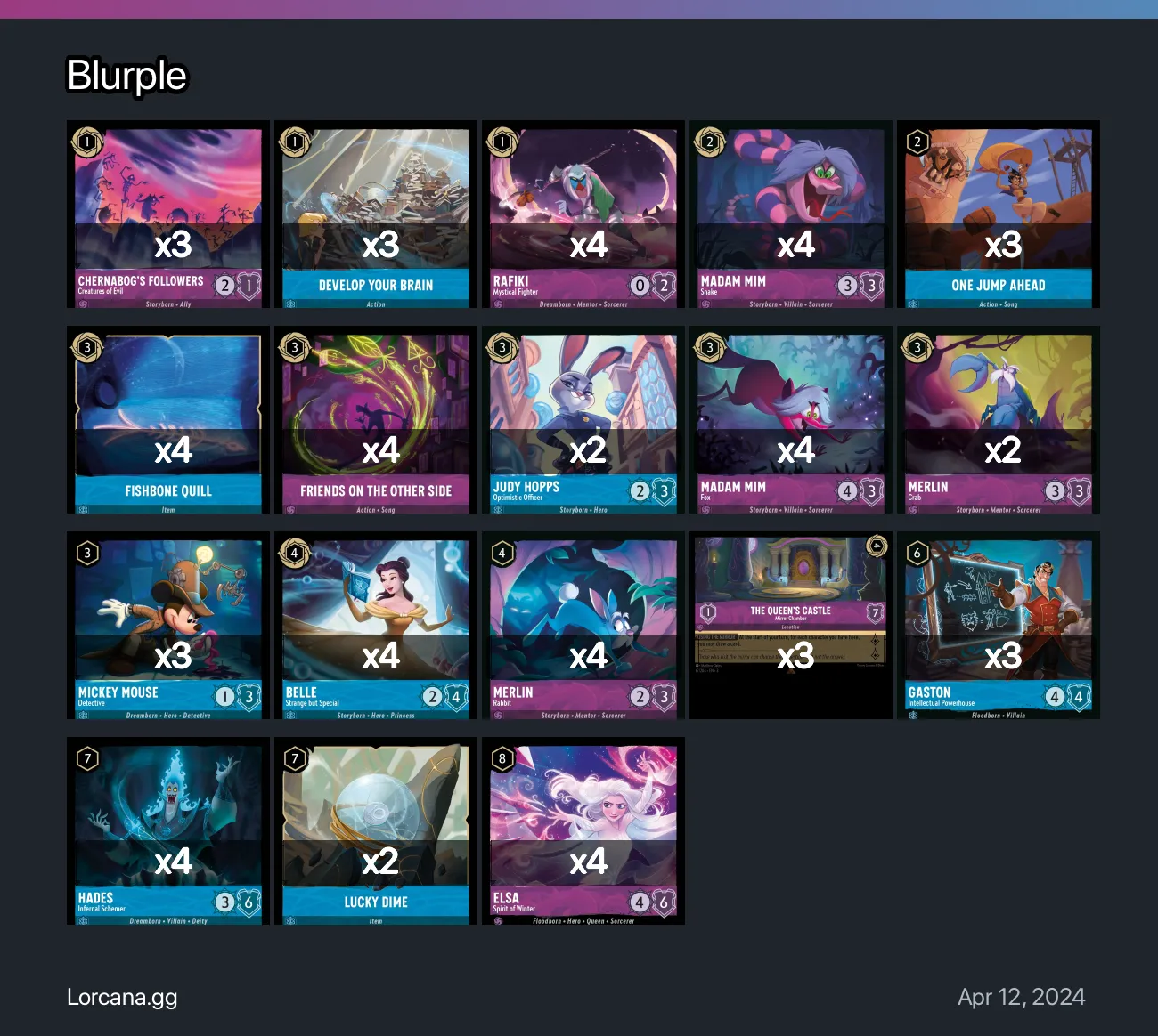 Blurple Lorcana Deck | Lorcana.gg