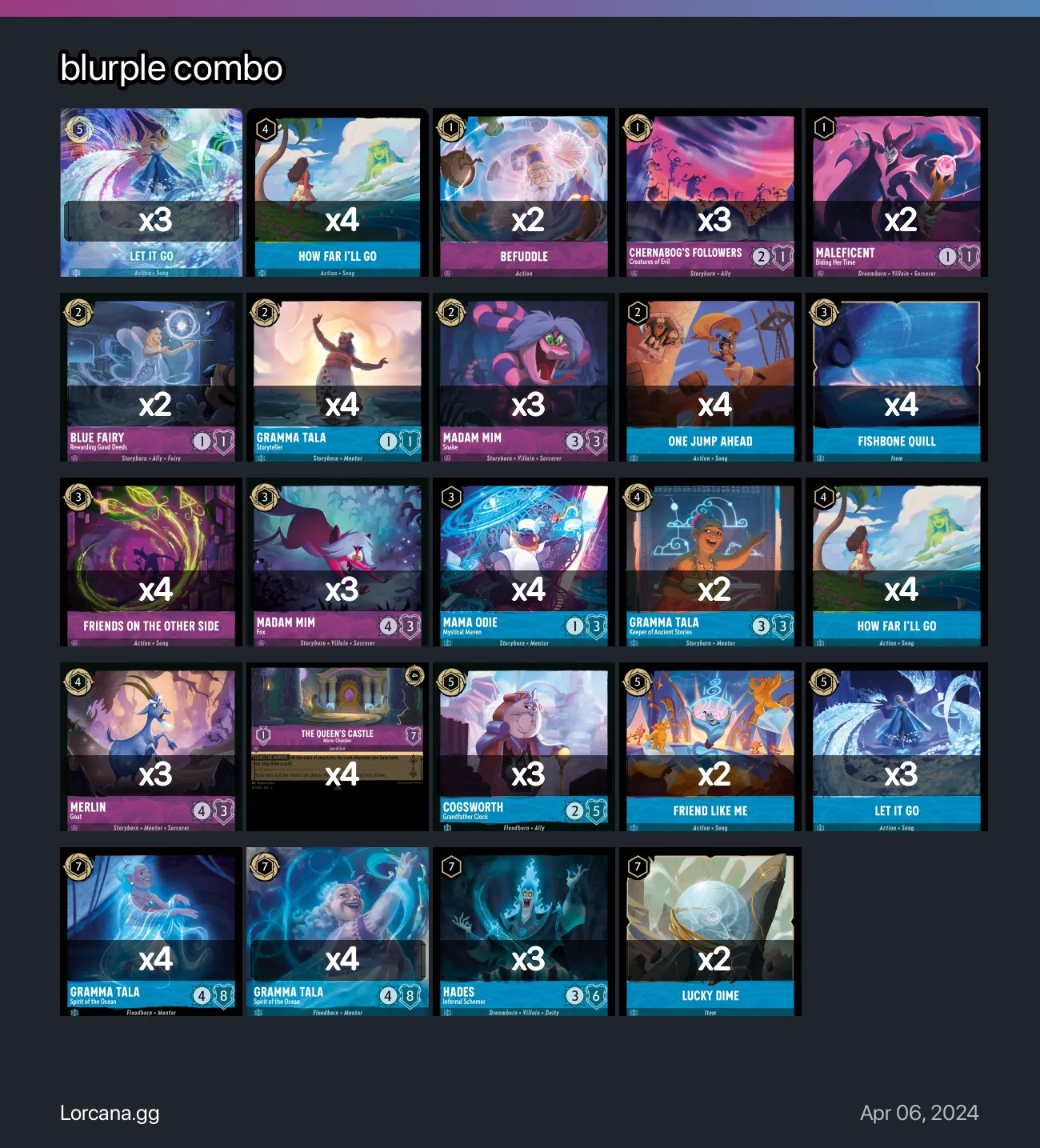 blurple combo Lorcana Deck | Lorcana.gg