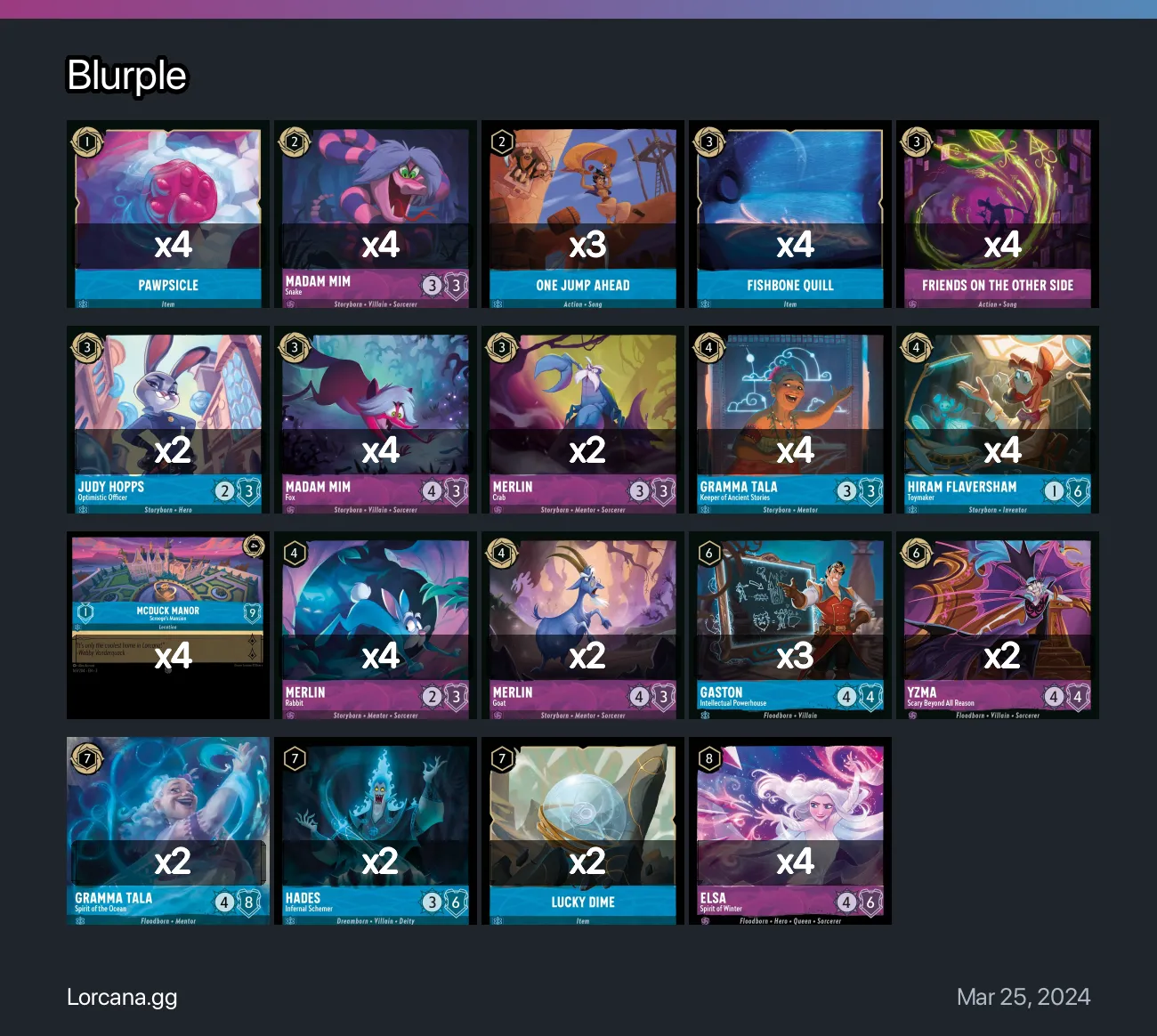 Blurple Lorcana Deck | Lorcana.gg