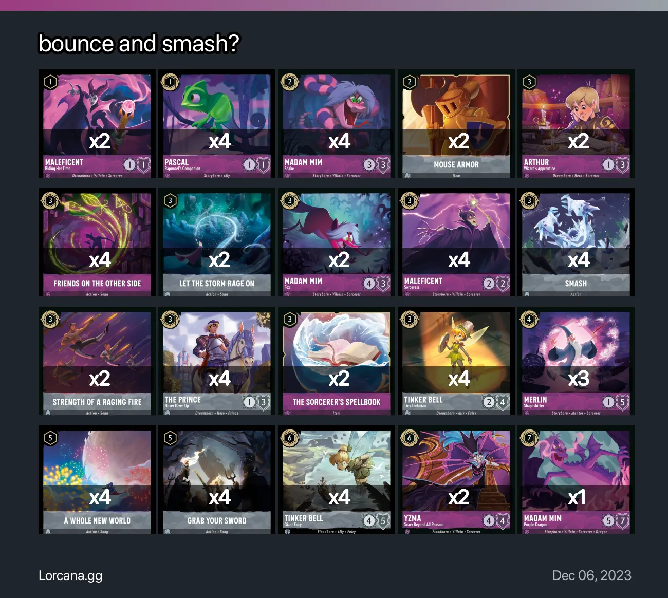 bounce and smash? Lorcana Deck | Lorcana.gg