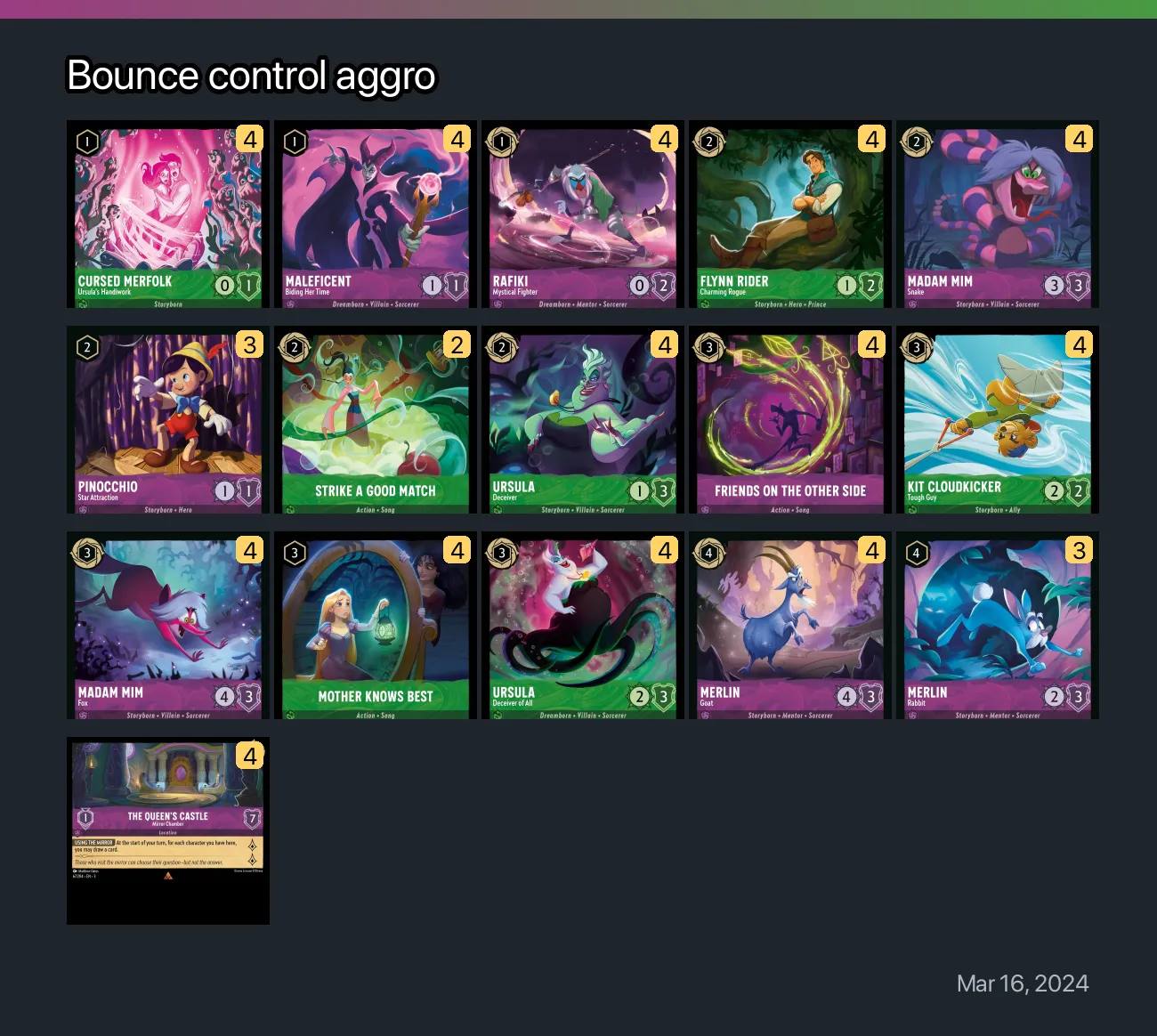 Bounce control aggro Lorcana Deck • Lorcana.GG