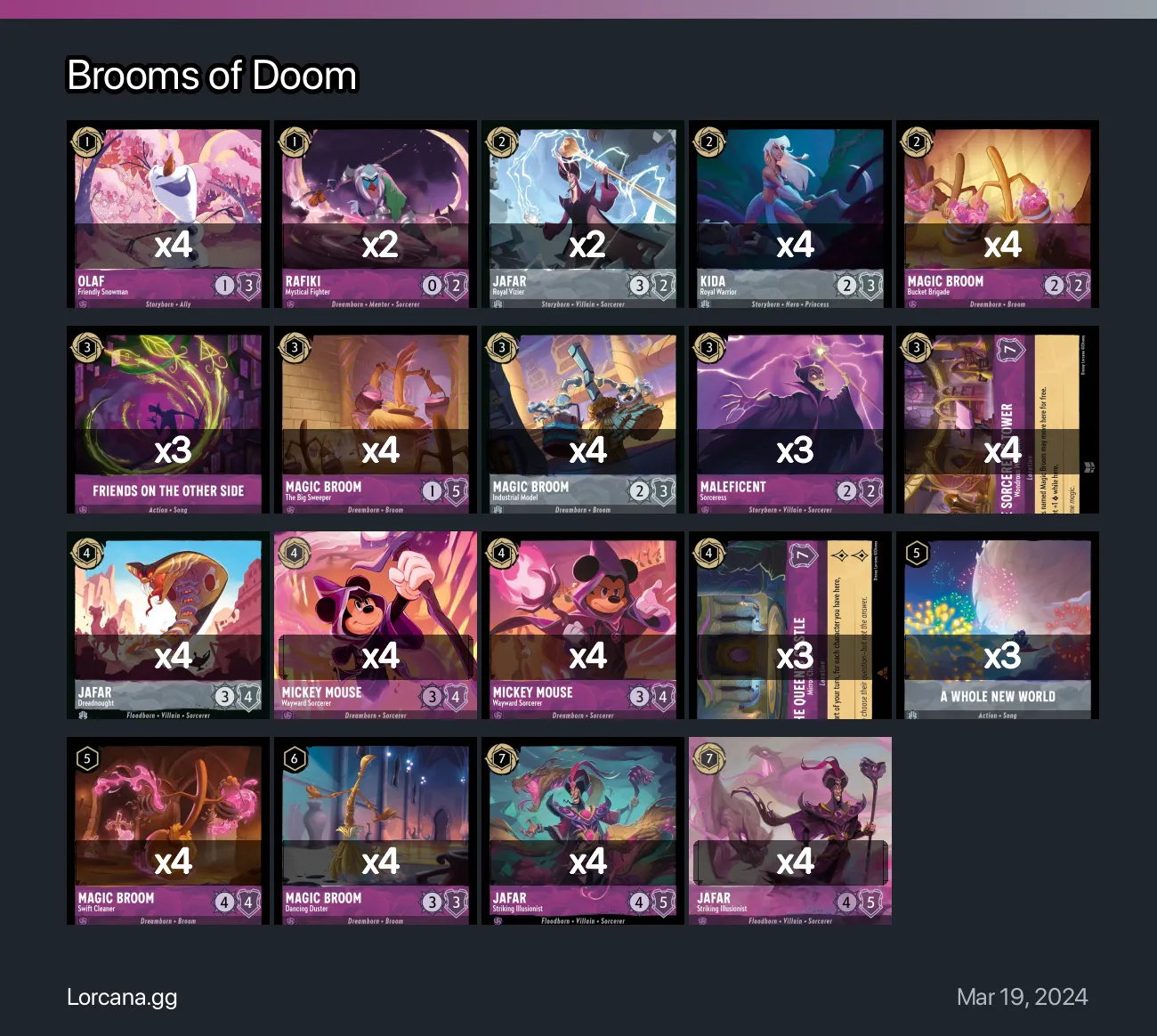 Brooms of Doom Lorcana Deck • Lorcana.GG