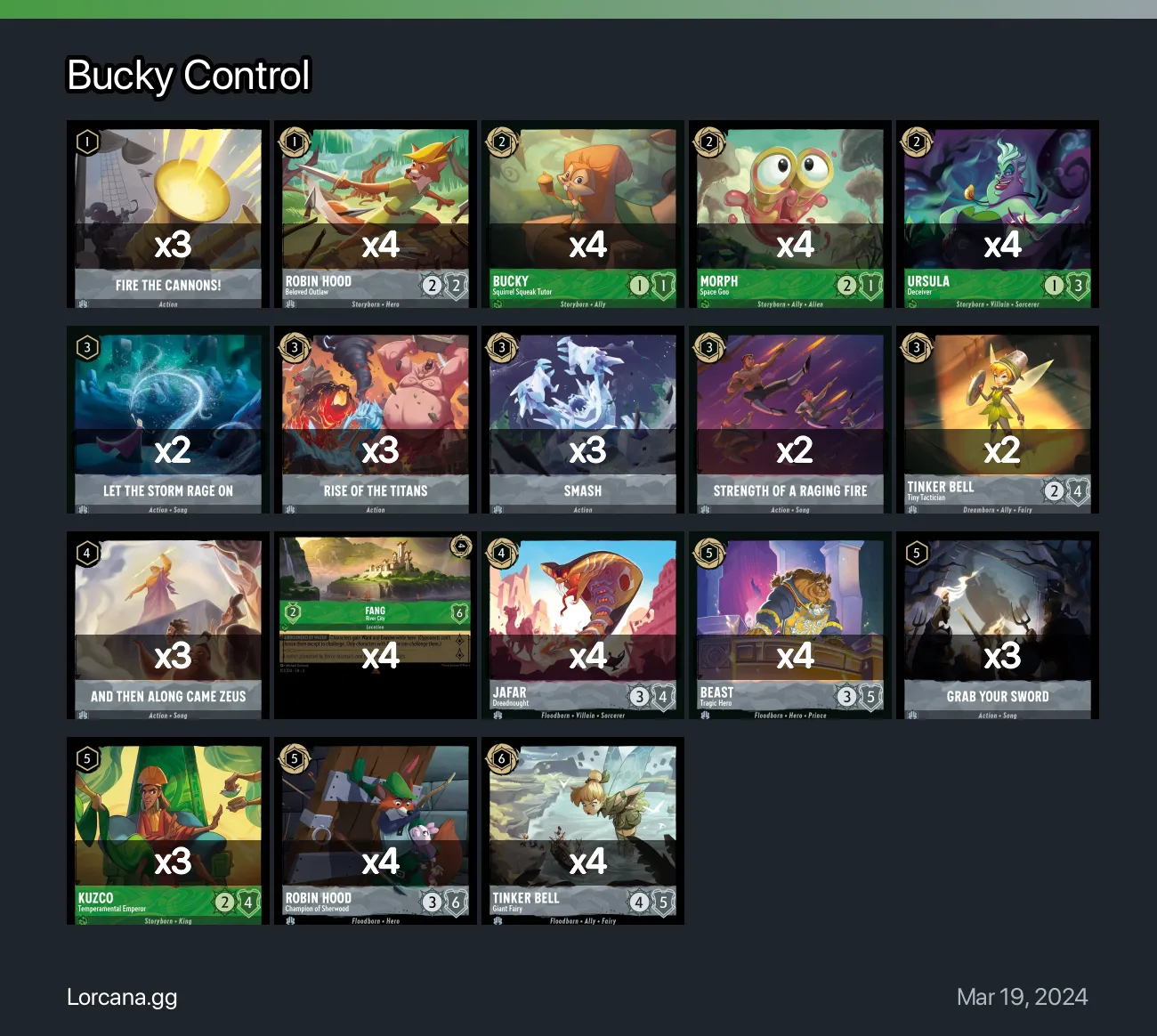 Bucky Control Lorcana Deck • Lorcana.GG