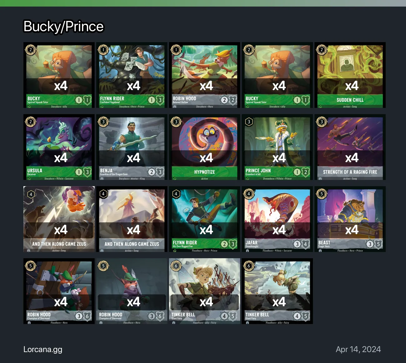 Bucky/Prince Lorcana Deck | Lorcana.gg