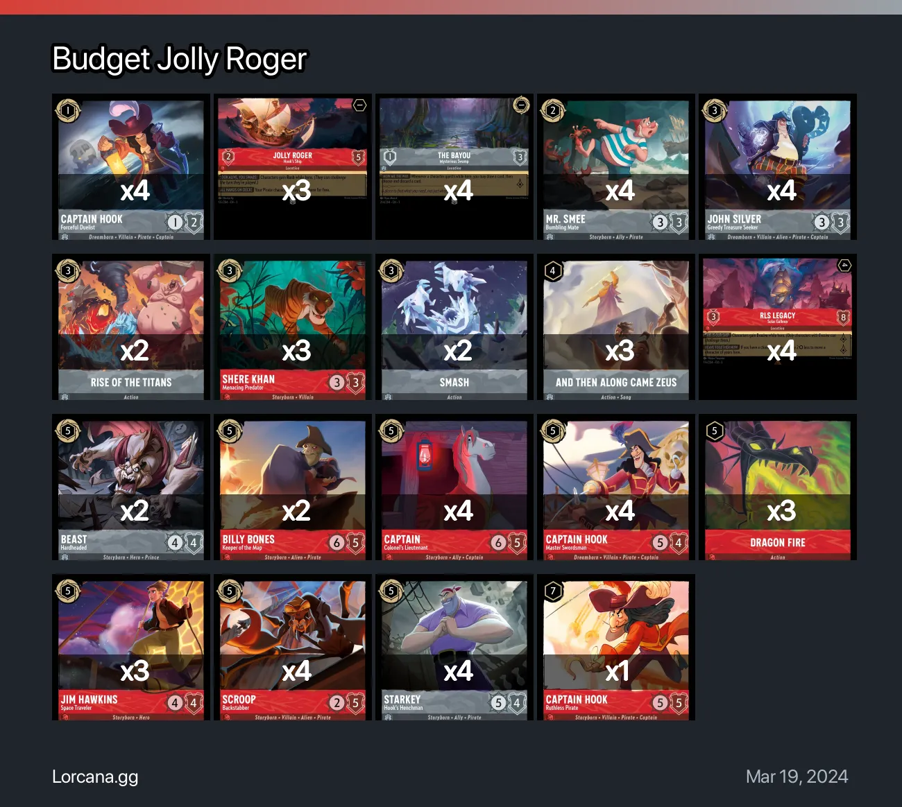 Budget Jolly Roger Lorcana Deck • Lorcana.GG