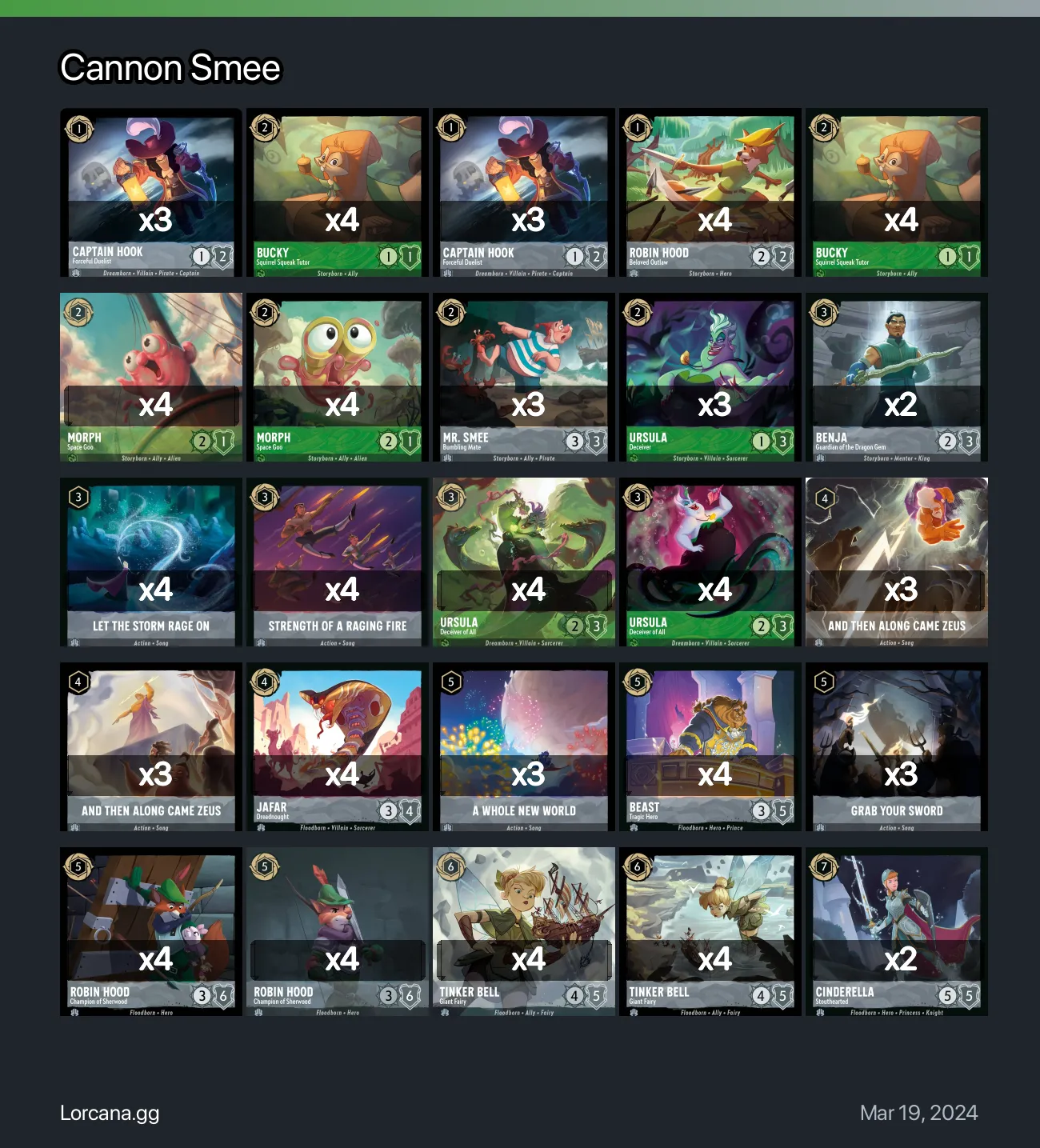 Cannon Smee Lorcana Deck • Lorcana.GG