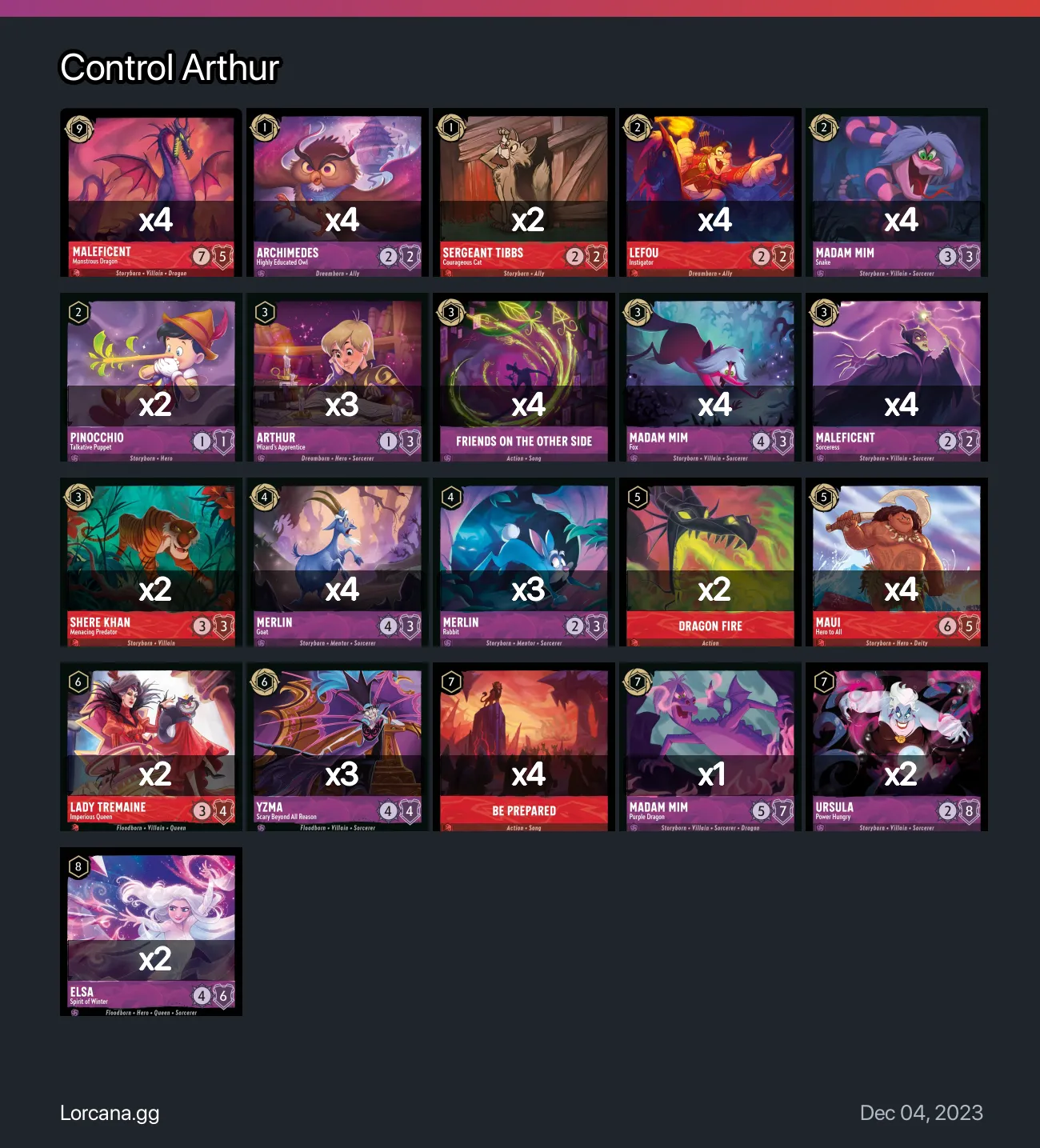 Control Arthur Lorcana Deck | Lorcana.gg