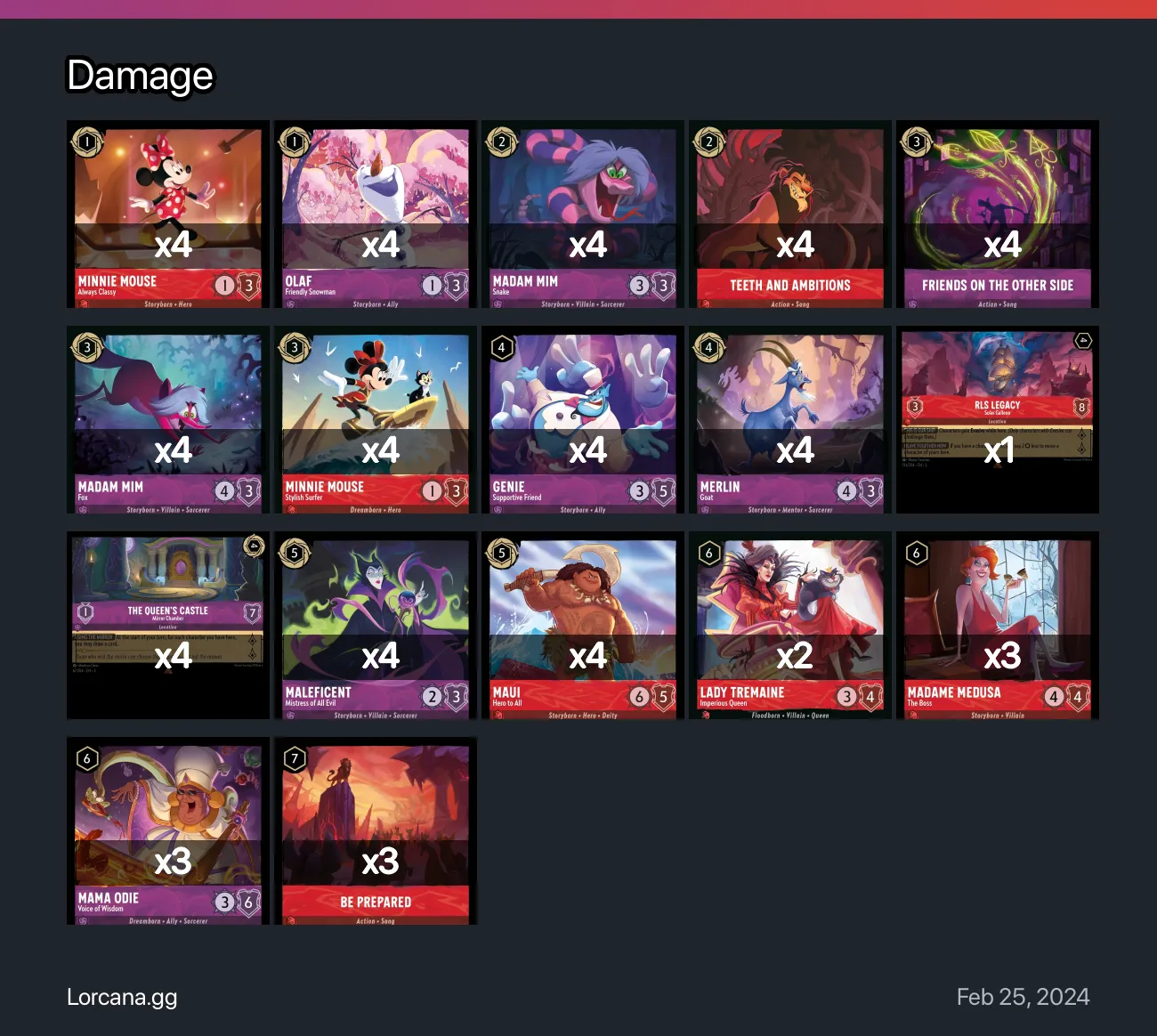 Damage Lorcana Deck | Lorcana.gg