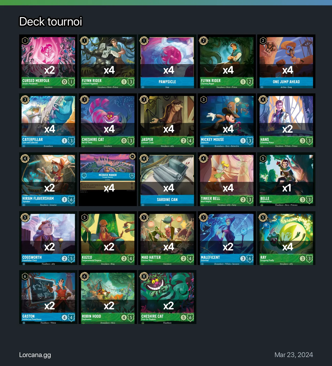 Deck tournoi Lorcana Deck | Lorcana.gg