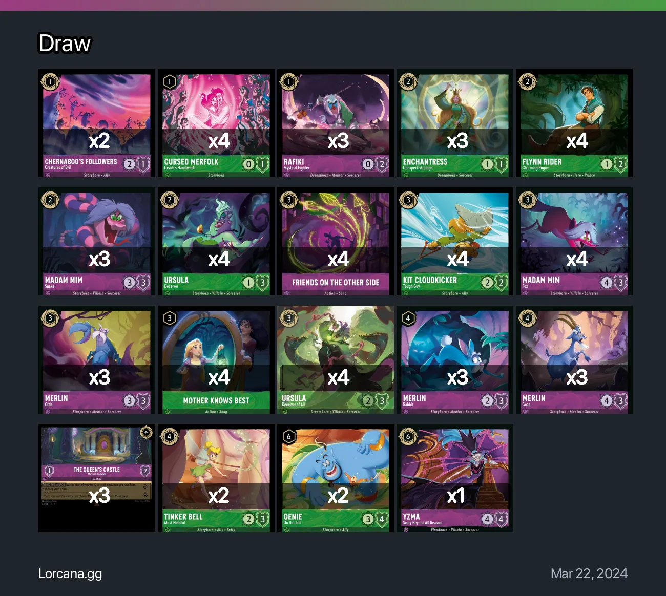 Draw Lorcana Deck • Lorcana.GG