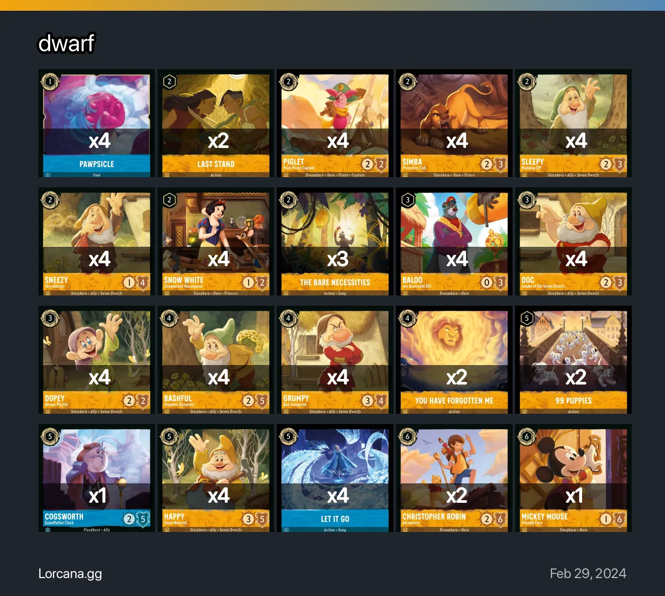 dwarf Lorcana Deck | Lorcana.gg